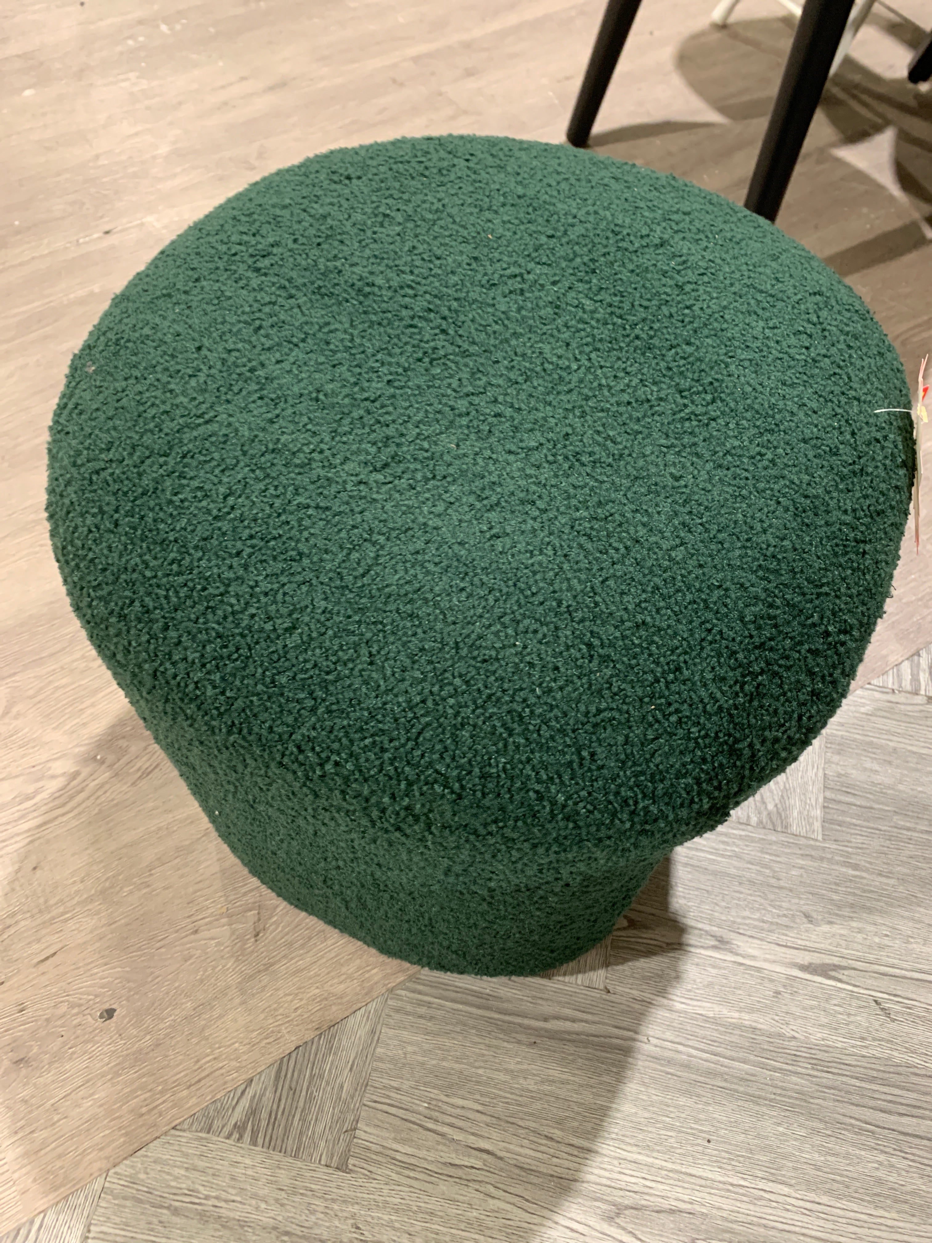 Modern Teddy Bear Fur Upholstered Footstool Green