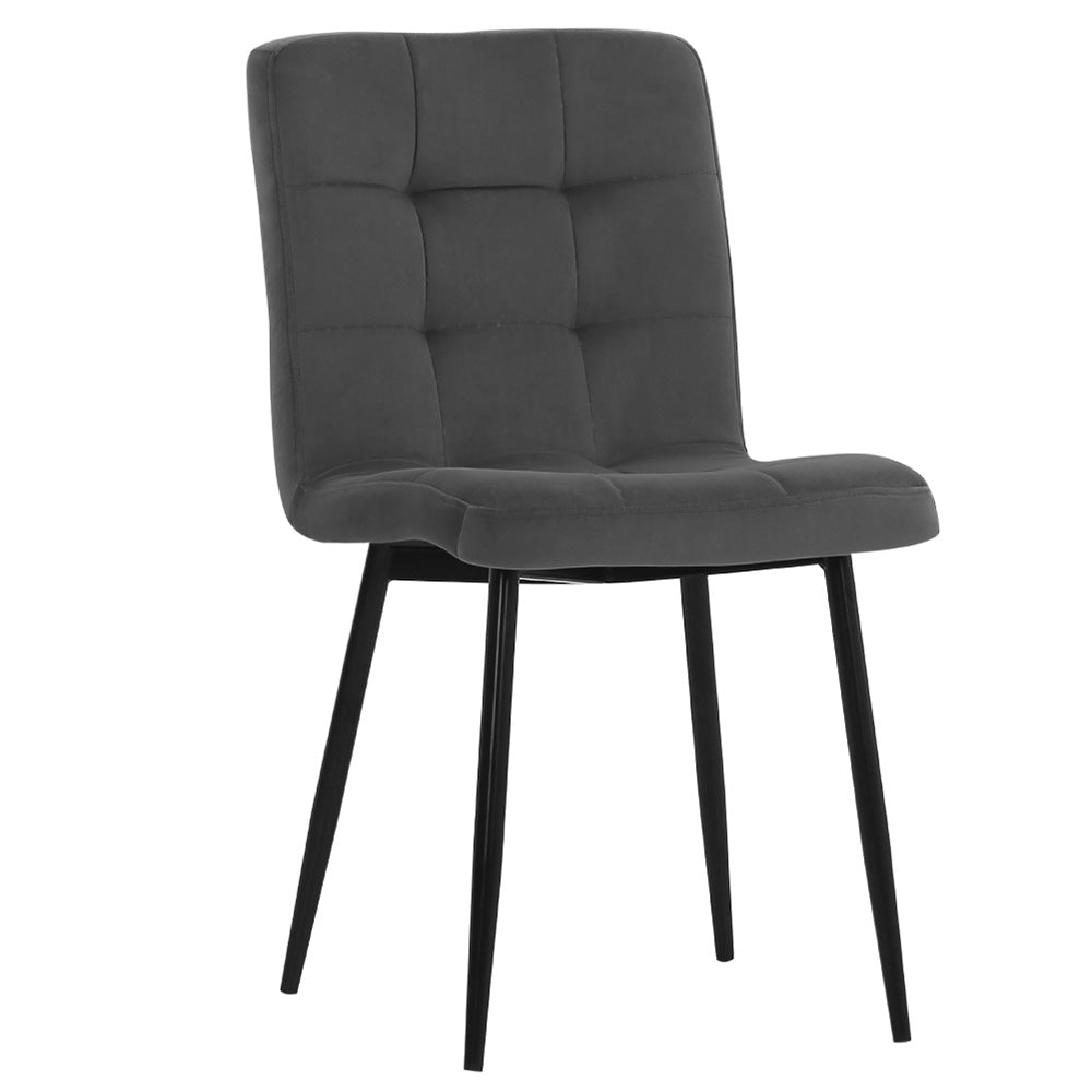 New Set of 4 Contemporary Frosted Velvet Dining Chairs with Metal Legs Grey