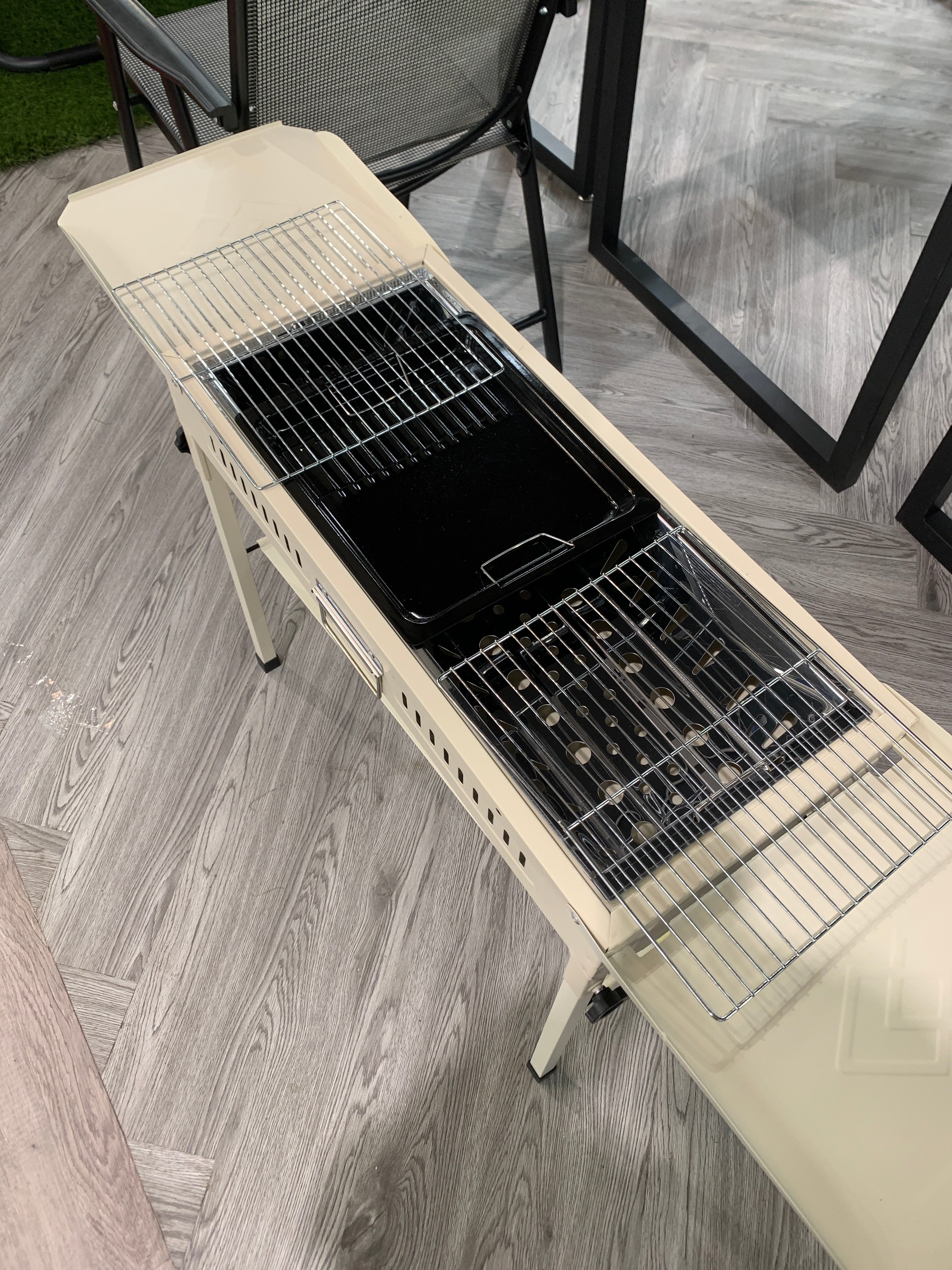 Outdoor Portable Charcoal Barbecue Grill Beige