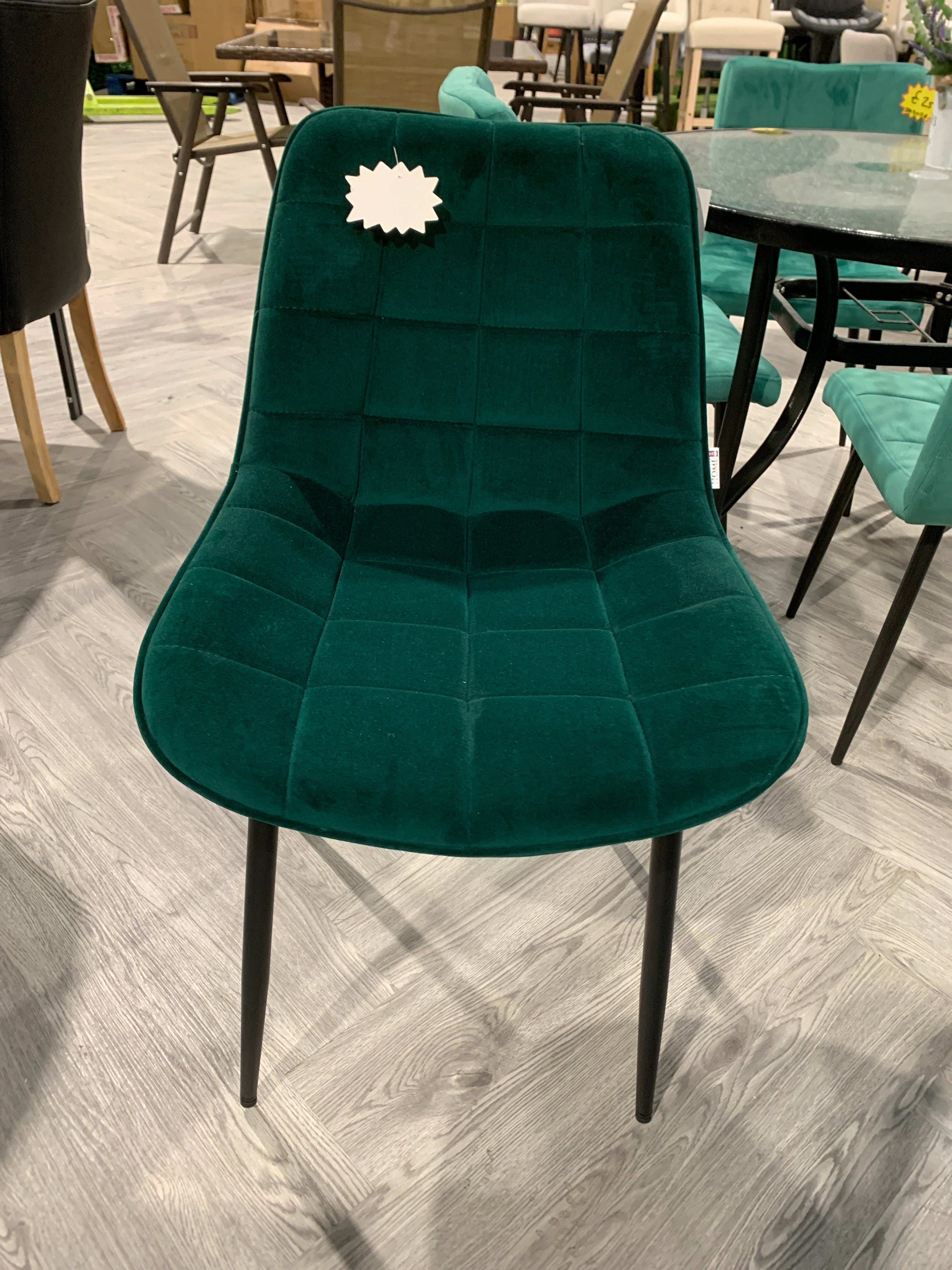 Velvet Upholstered Dining Chairs with Metal Legs Green 1 PC