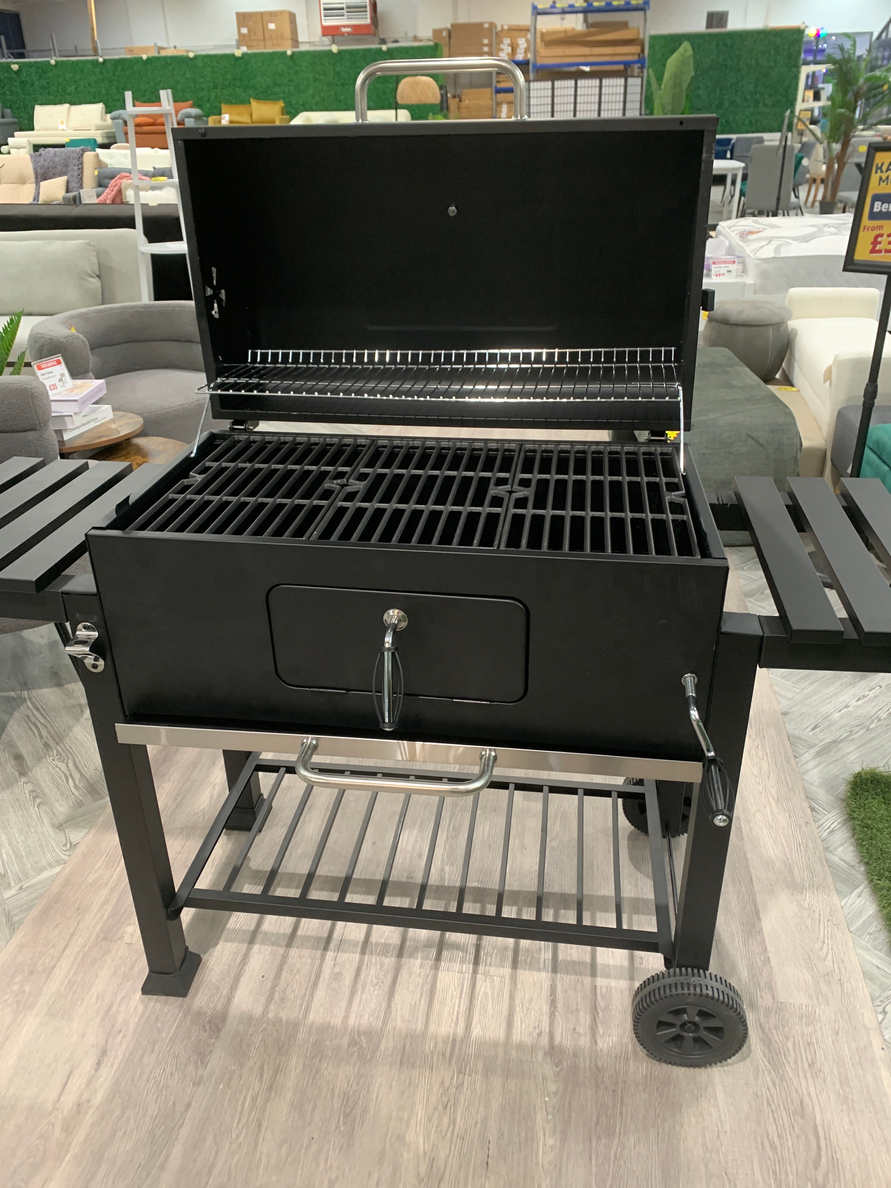 Outdoor Charcoal Grill with Side Table BBQ Patio