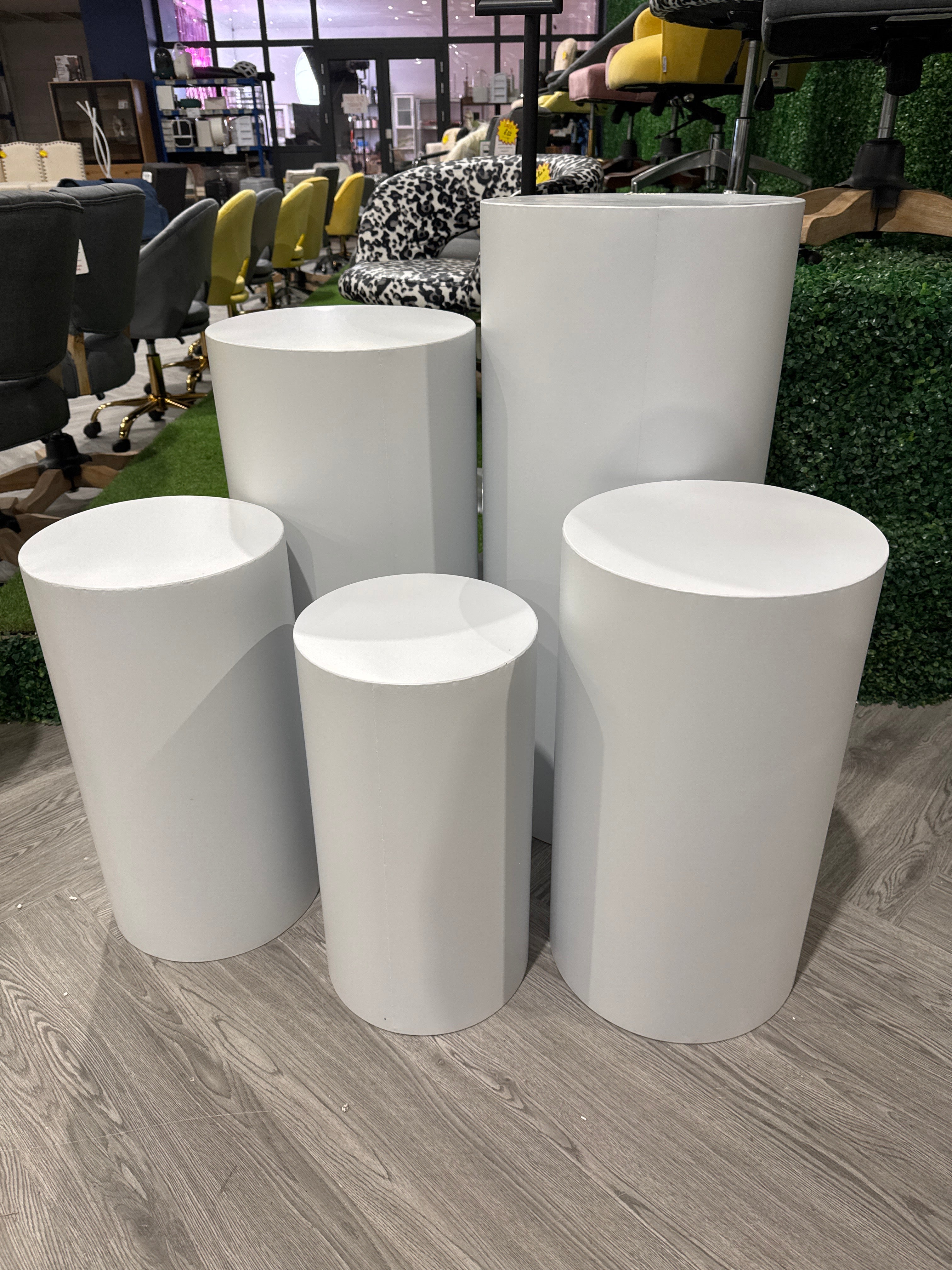 Set of 5pcs Cylindrical Bases for Display White