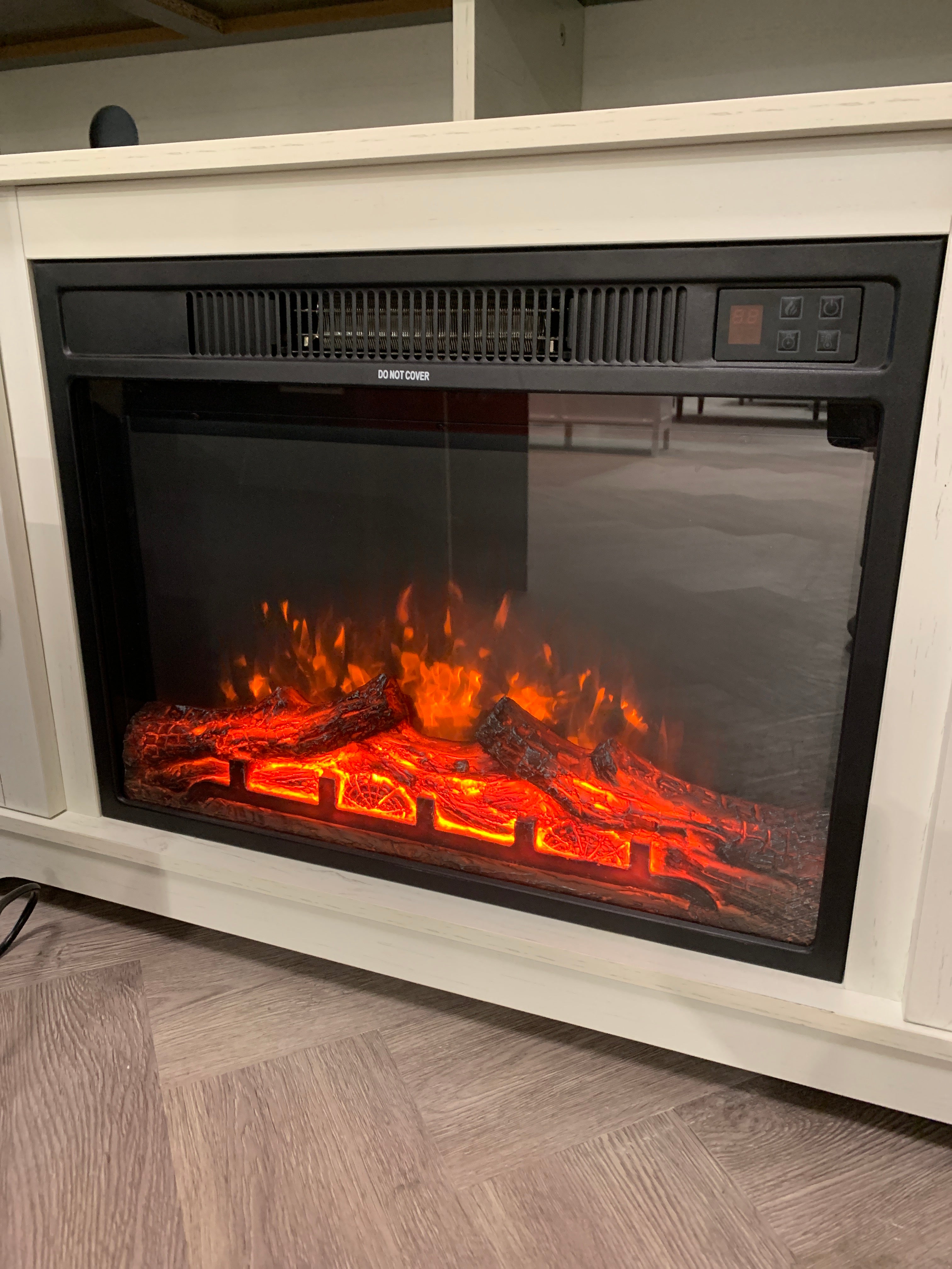 24 Inch Electric Fireplace with Flame Brightness Temperature Settings