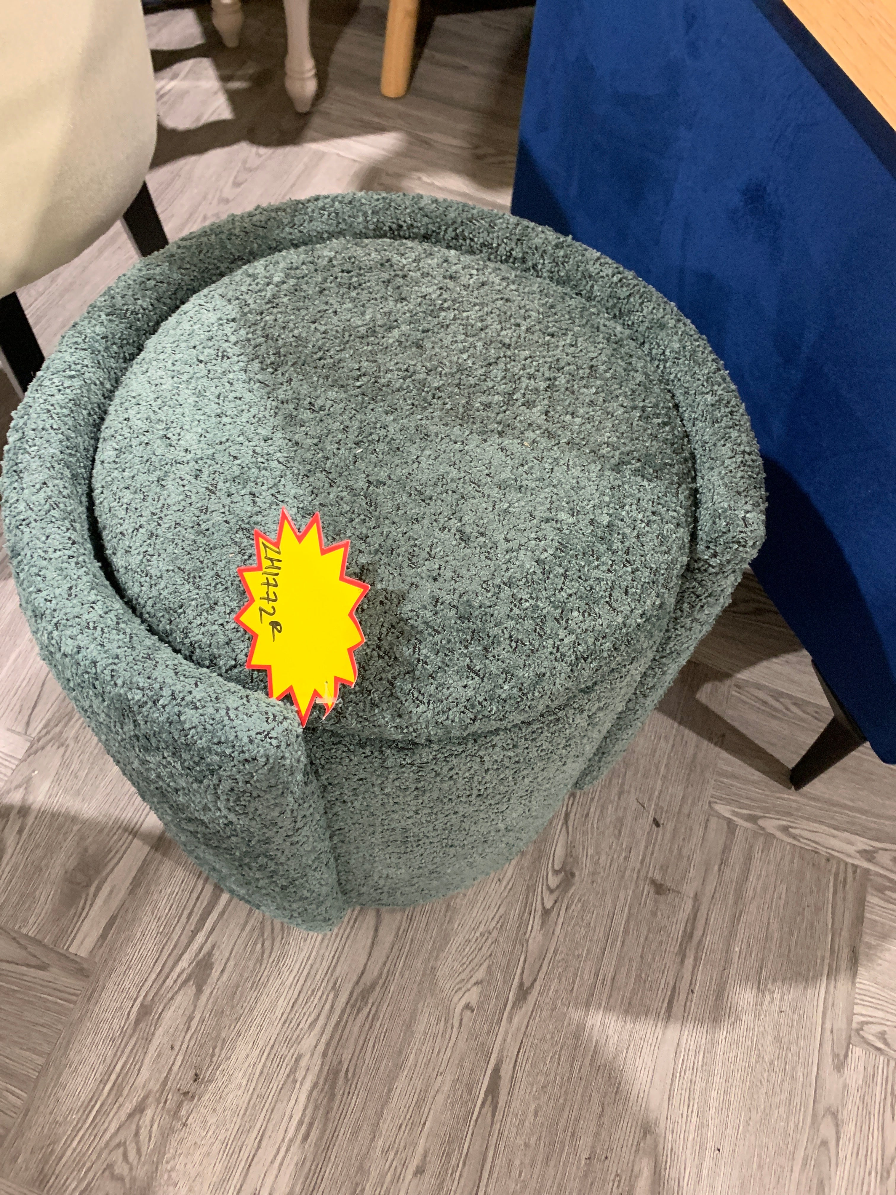 Chenille Upholstered Storage Ottoman Green