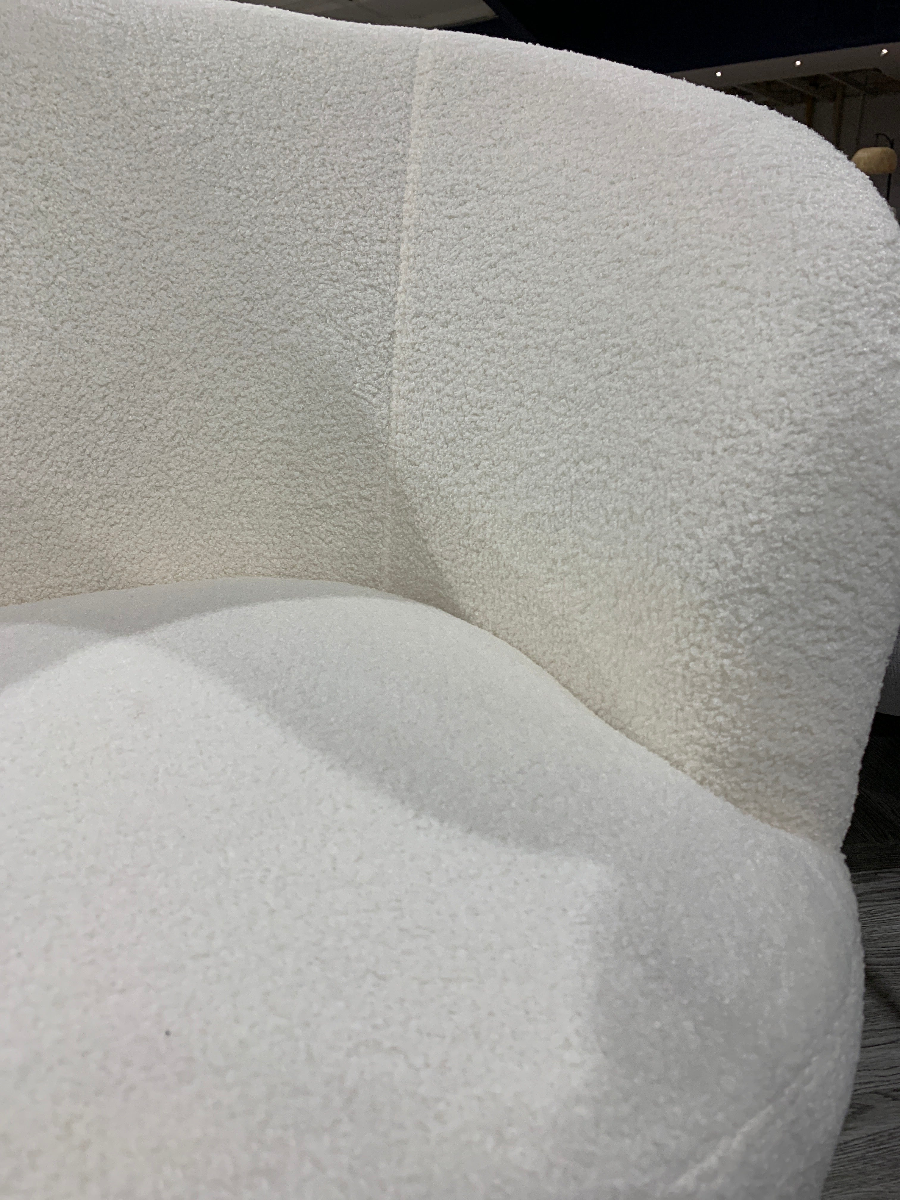 White Teddy Faux Fur Accent Swivel Chair