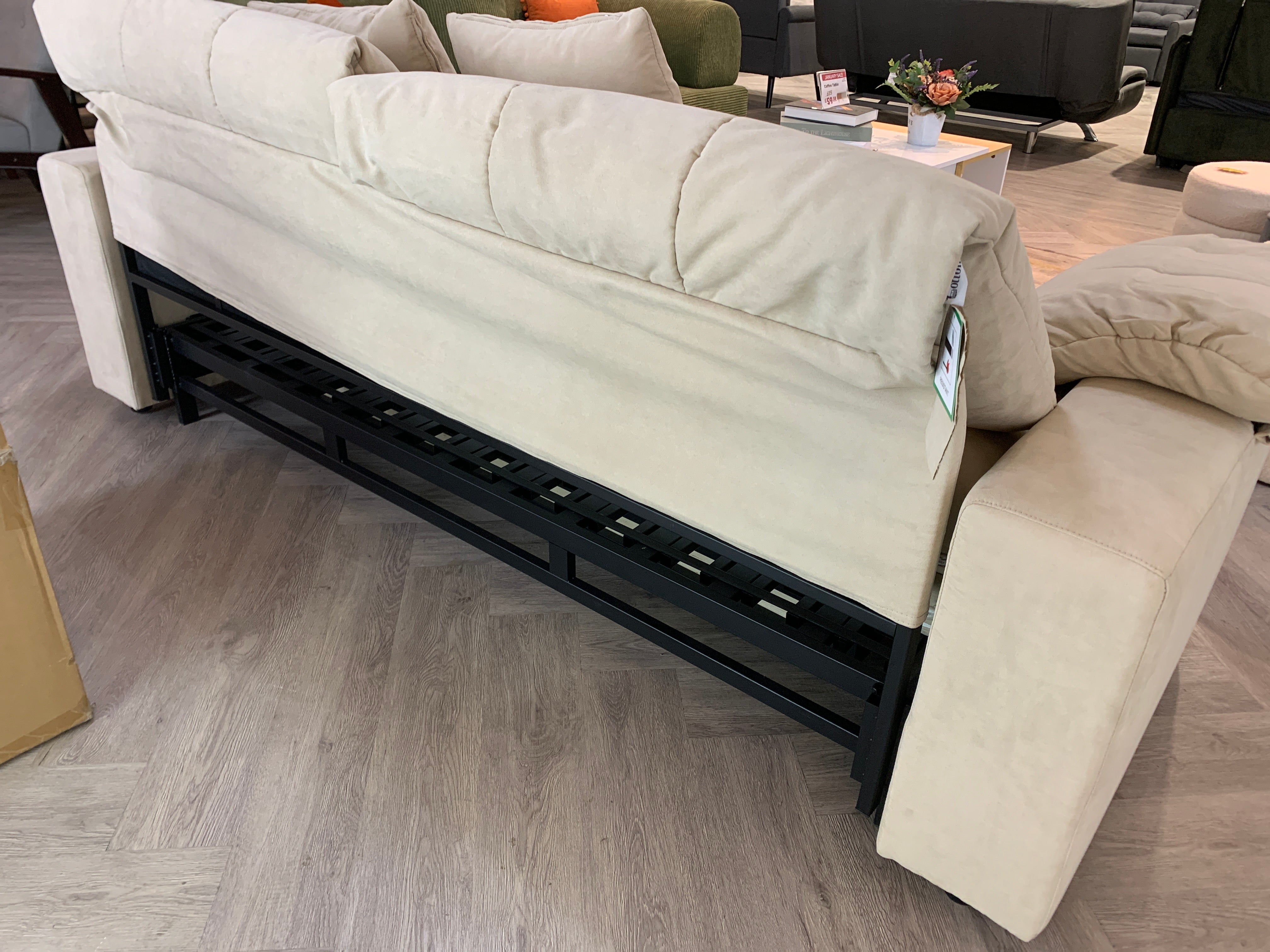 Sleeper Sofa Bed with Storage Space Beige