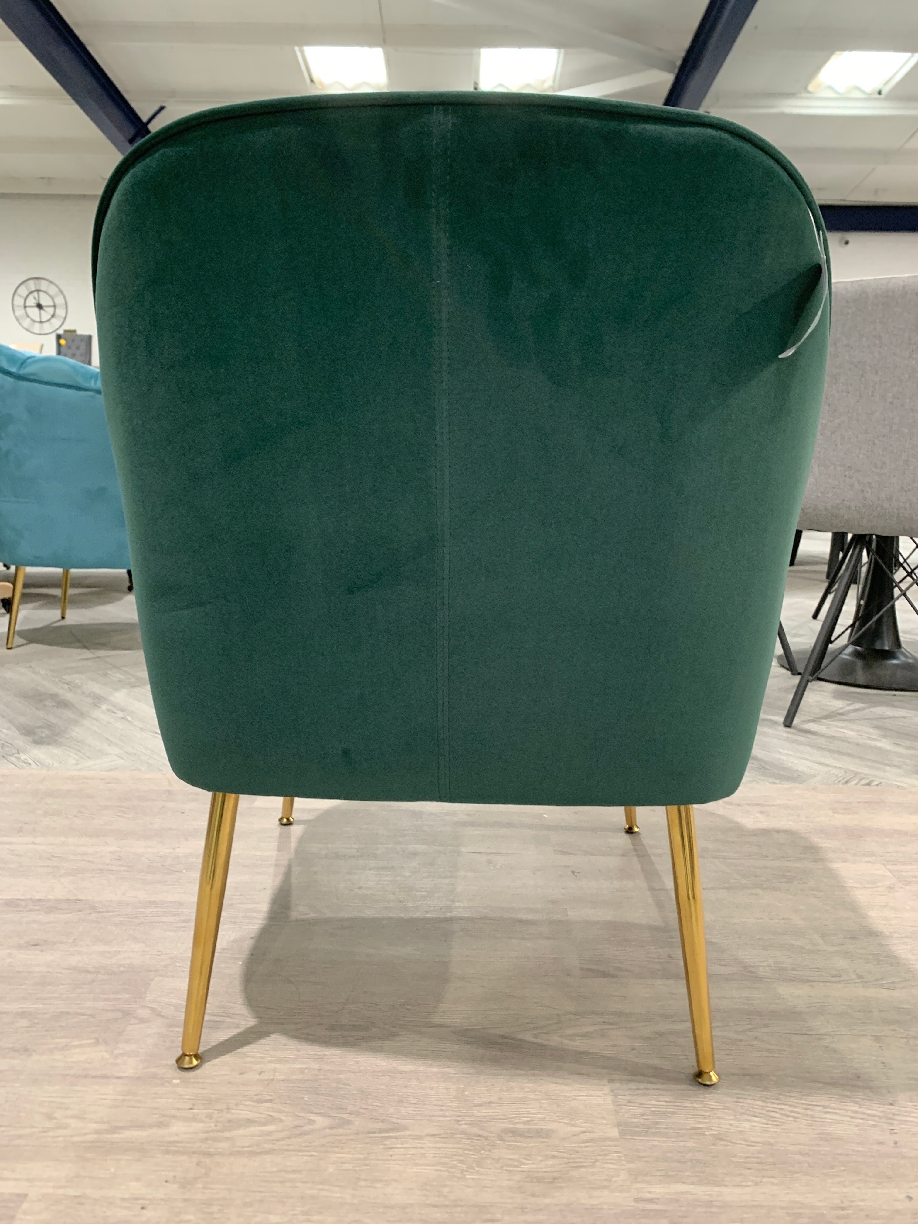 Green Modern Armchair with Gold Plated Legs