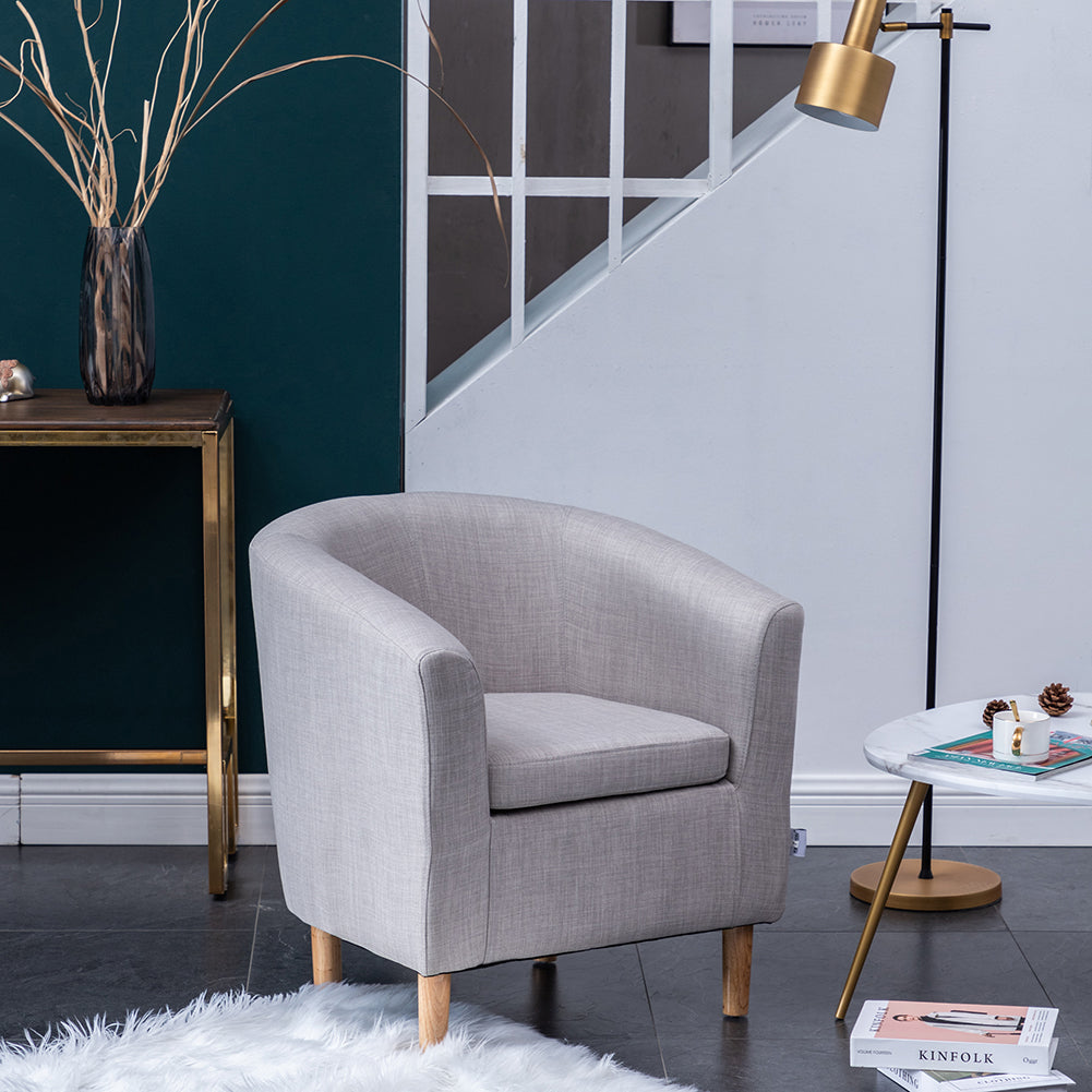New Grey Single Tub Linen Upholstered Armchair