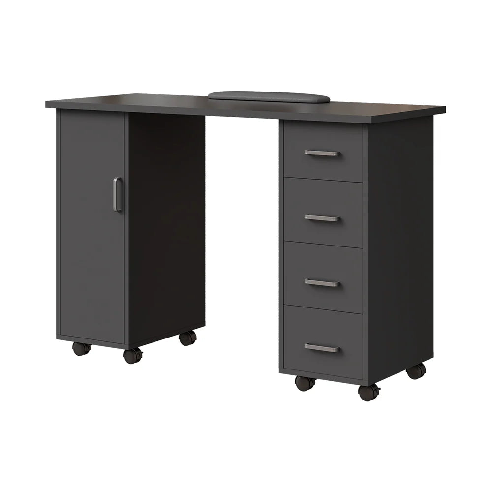 New Mobile Manicure Table with 1 Cabinet and 4 Drawers Dark Grey