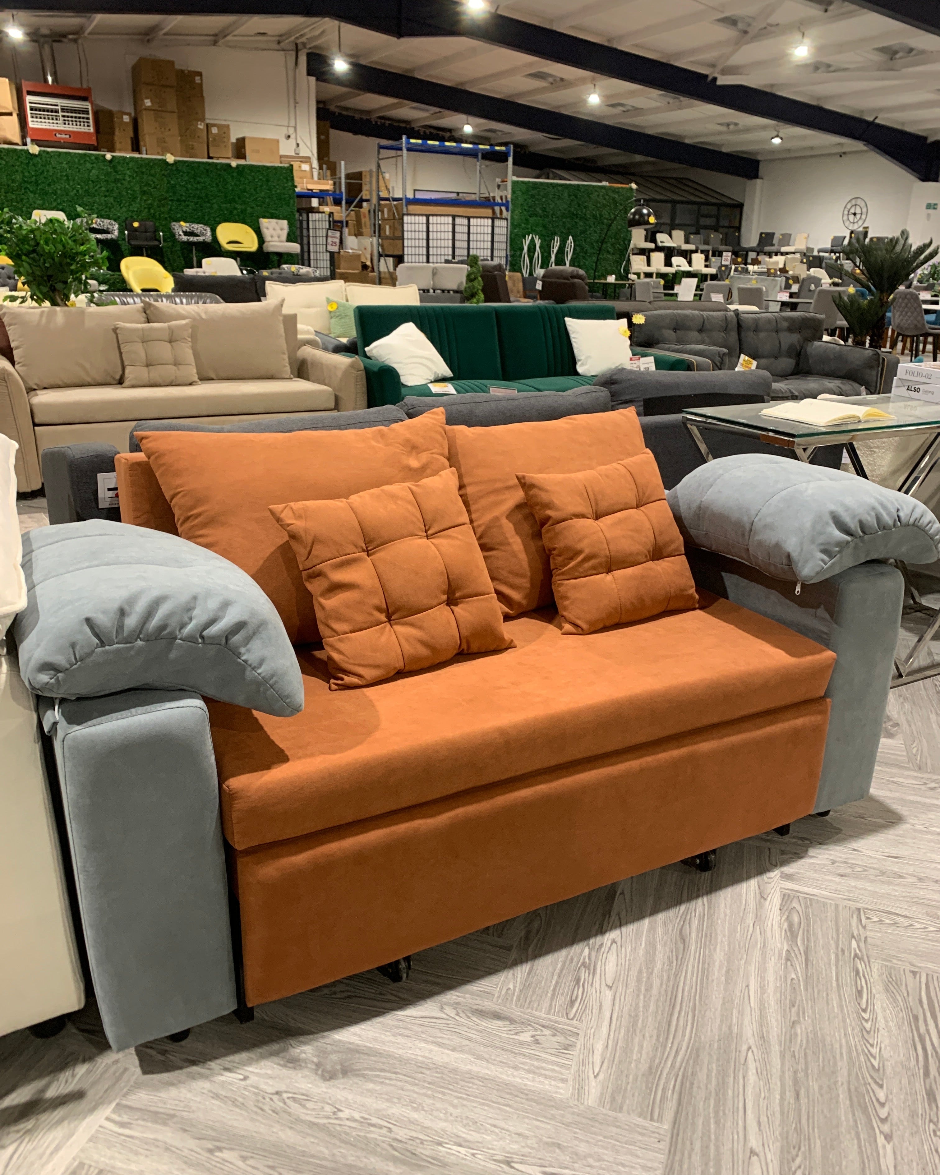 2 Seater Pull Out Sofa Bed with Cushions Mix Coloured