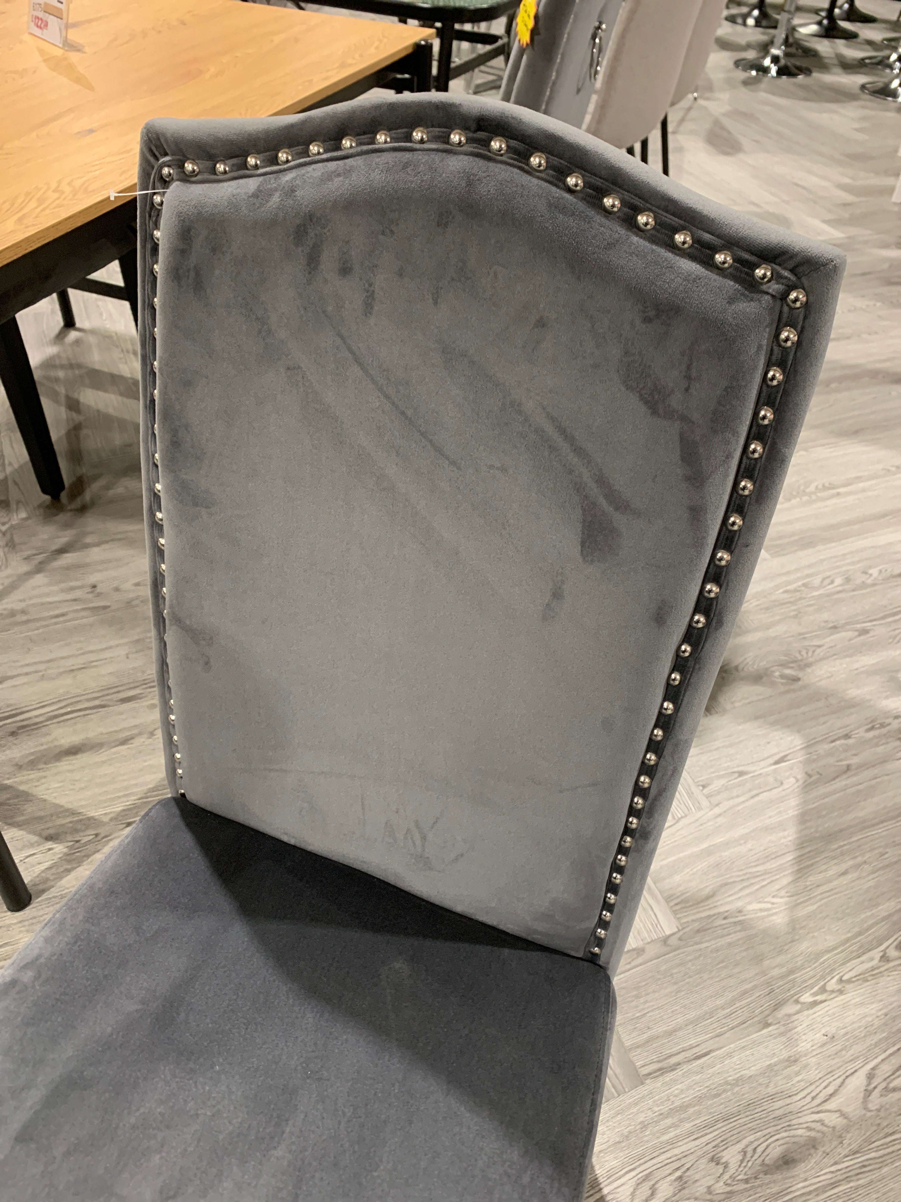 Grey Velvet High Back Dining Chair 1PC