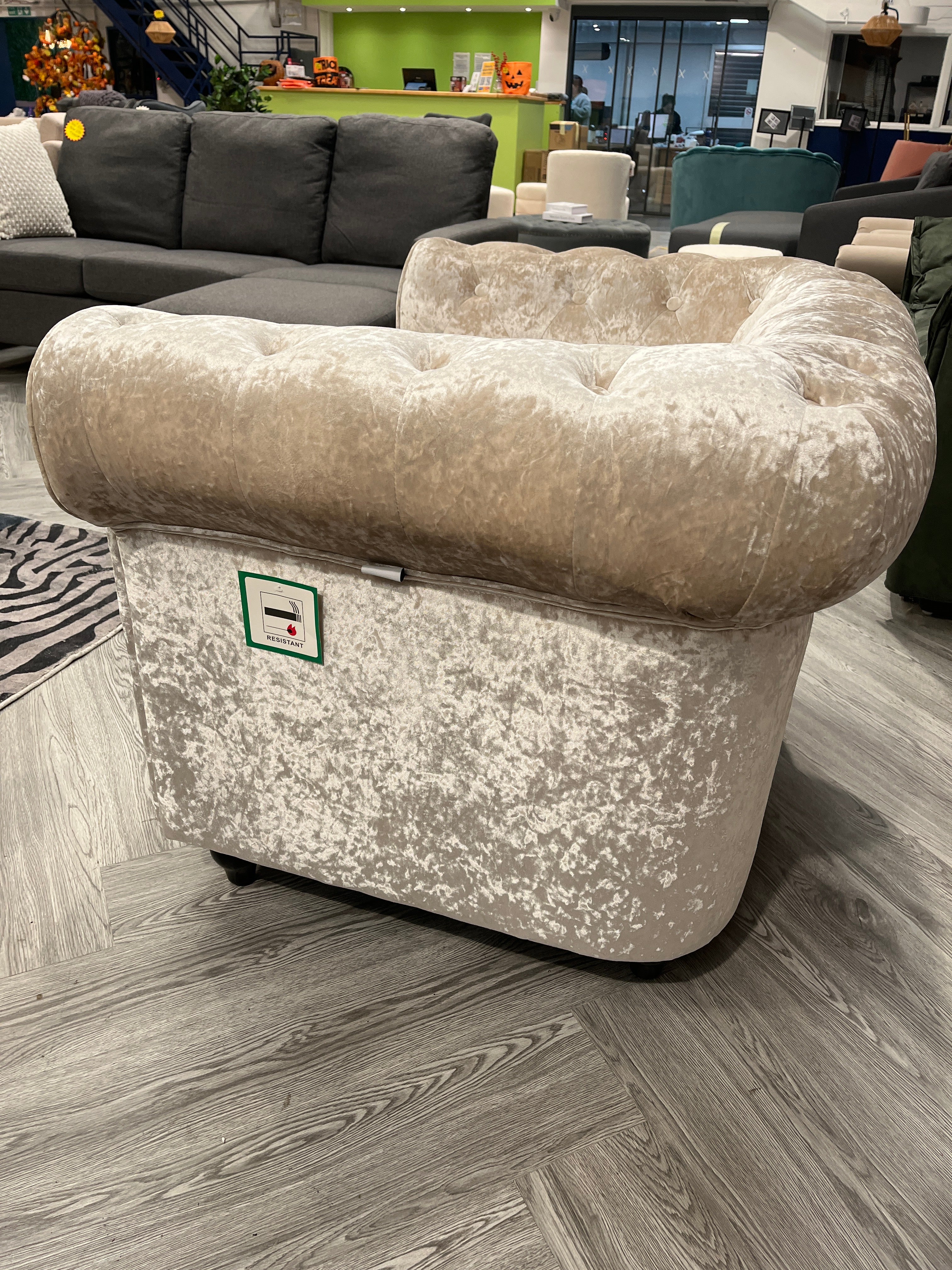 Beige Ice Velvet Chair Single Sofa