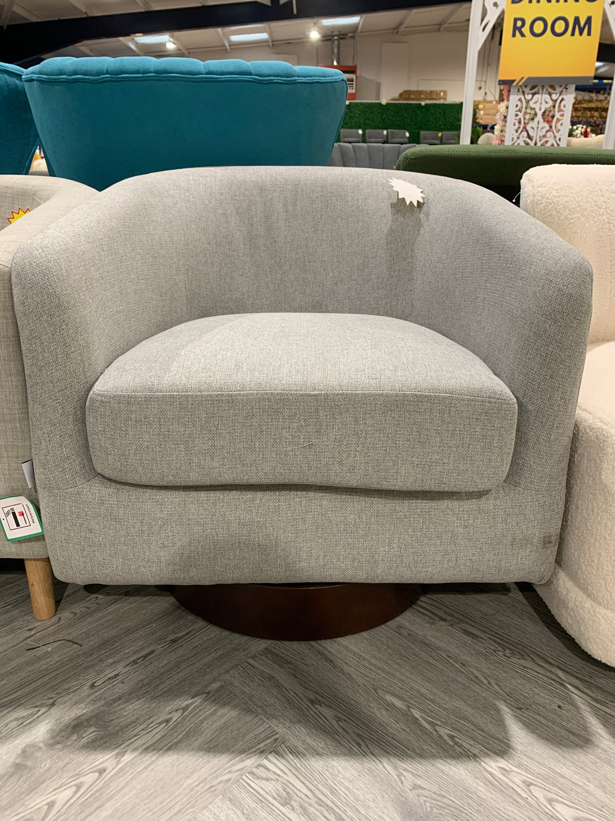 Swivel Tub Linen Accent Chair Grey
