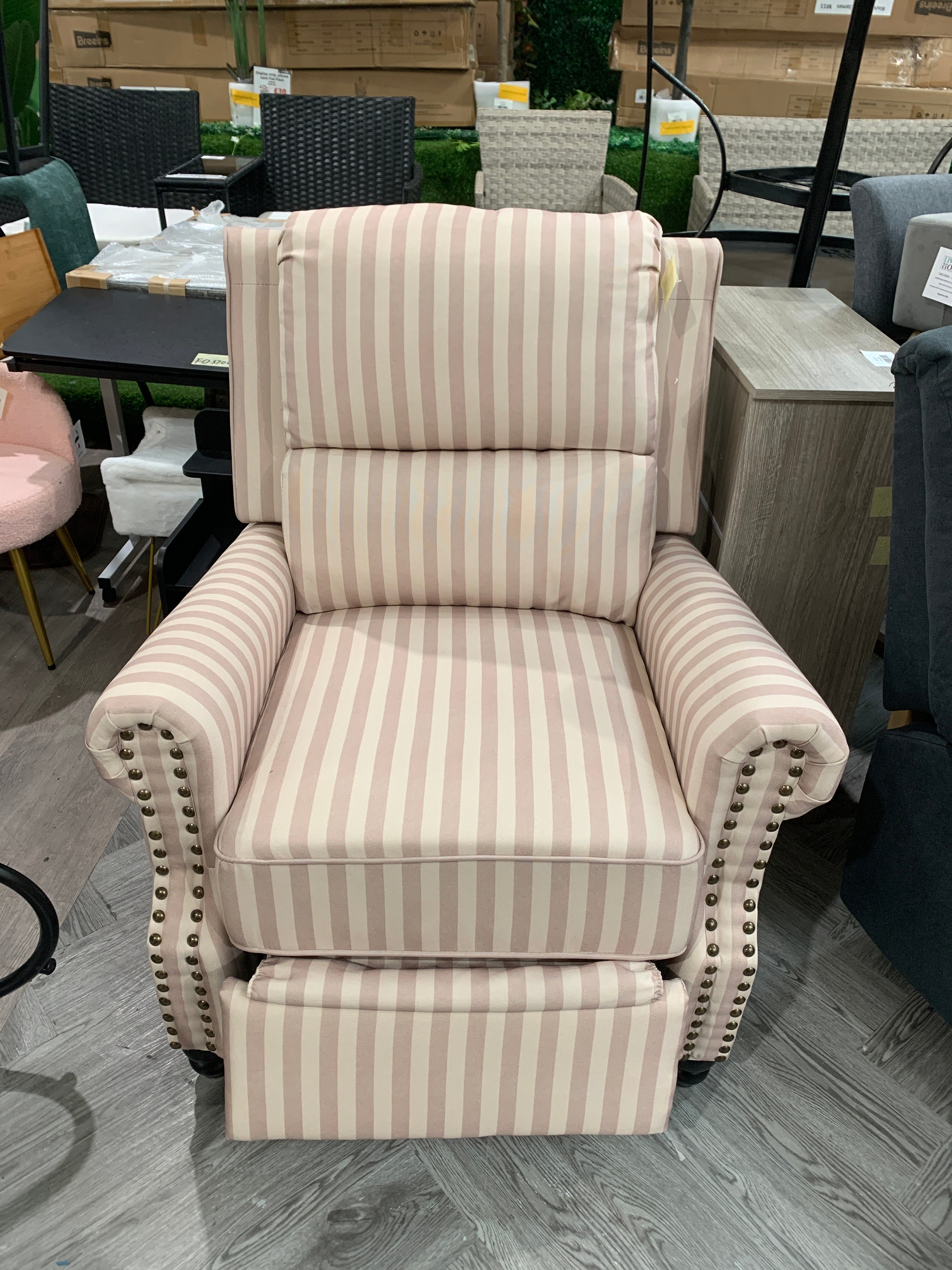 Single Sofa Recliner Chair Armchair with Footrest Light Brown and Beige White
