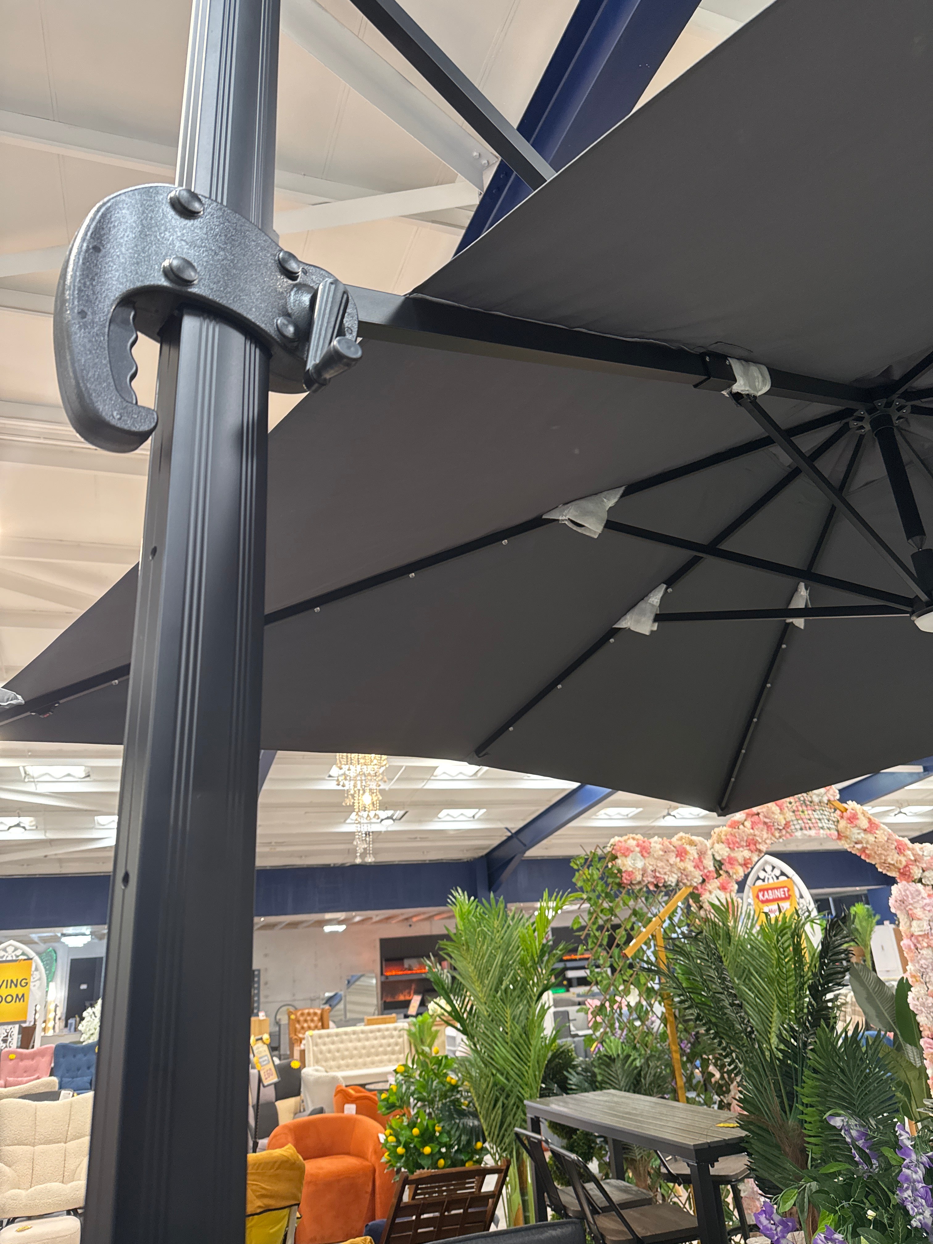 Square Cantilever Parasol with Solar-Powered LED Lights