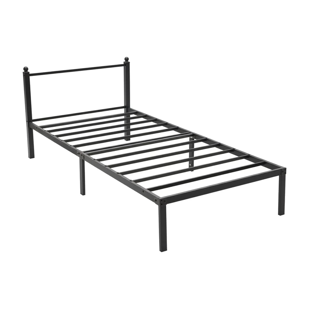 New Black Metal Single Bed Frame with Headboard