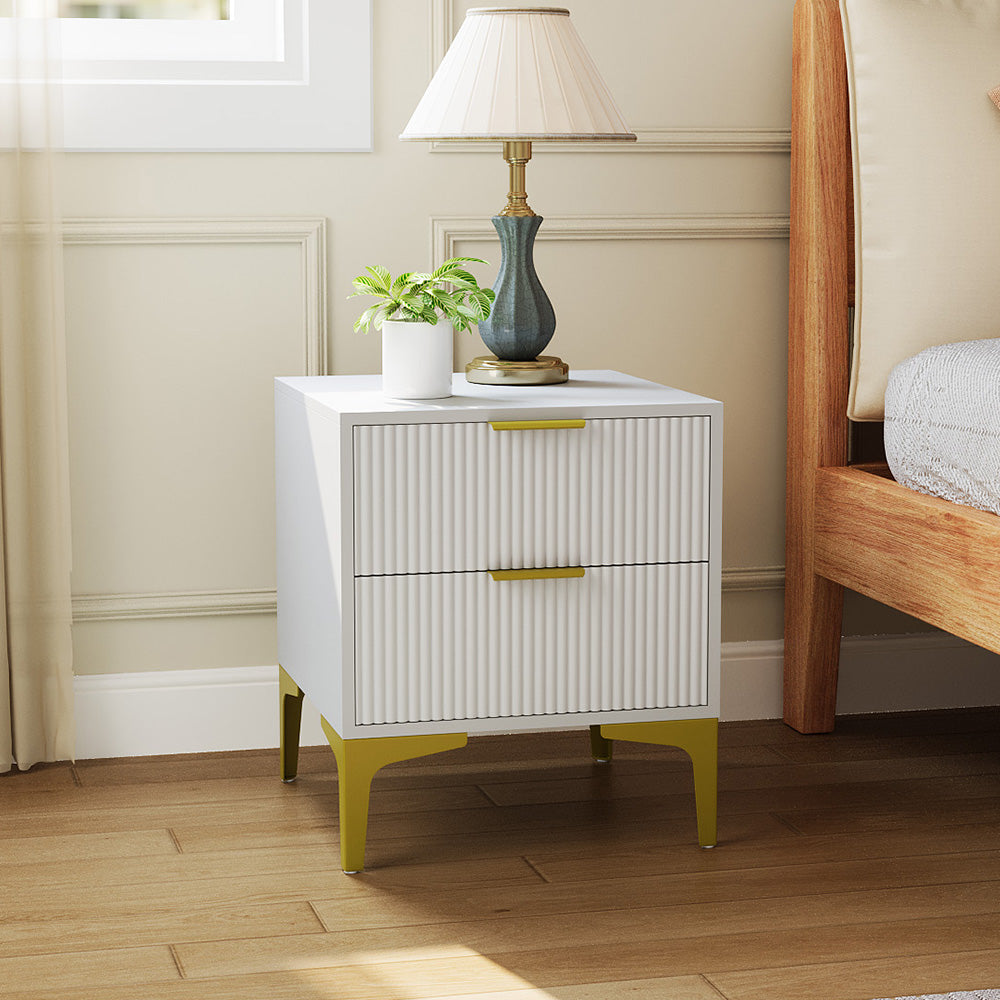 New Bedside Table with Two Drawers with Anti Slip Metal Legs