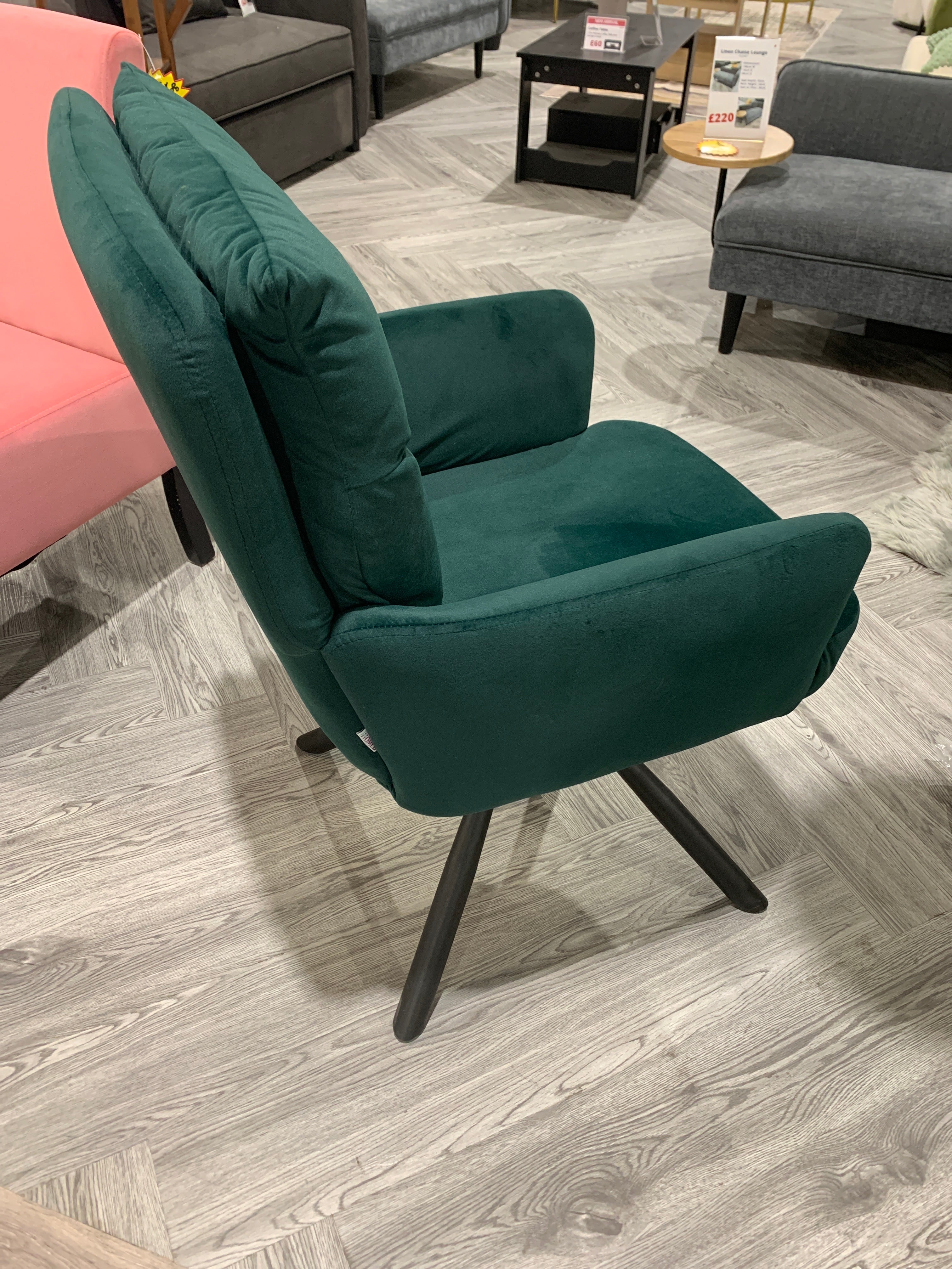 Modern Upholstered Swivel Armchair with Black Legs Green