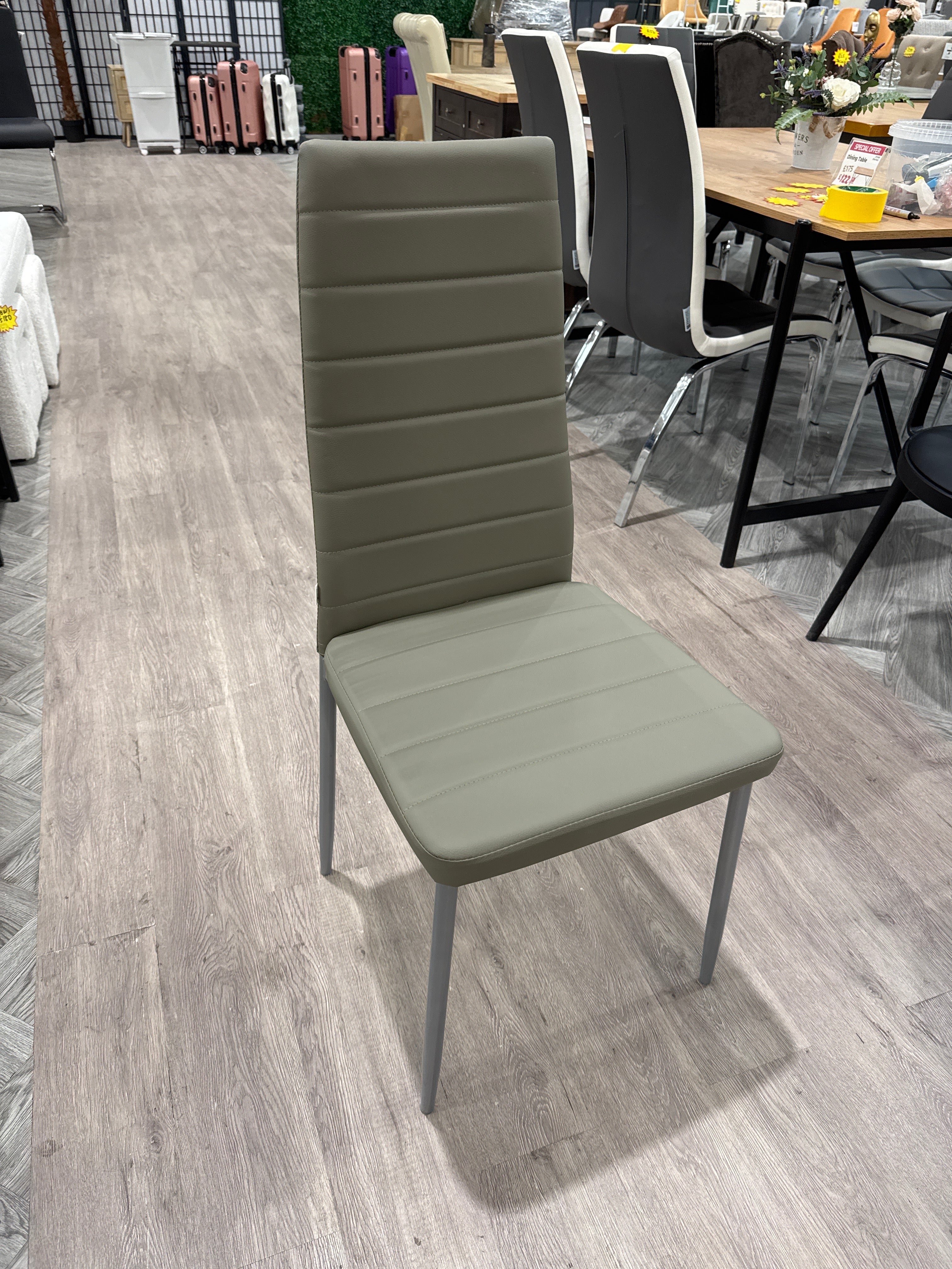 Grey Modern Faux Leather Armless High Back Dining Chair 1PC