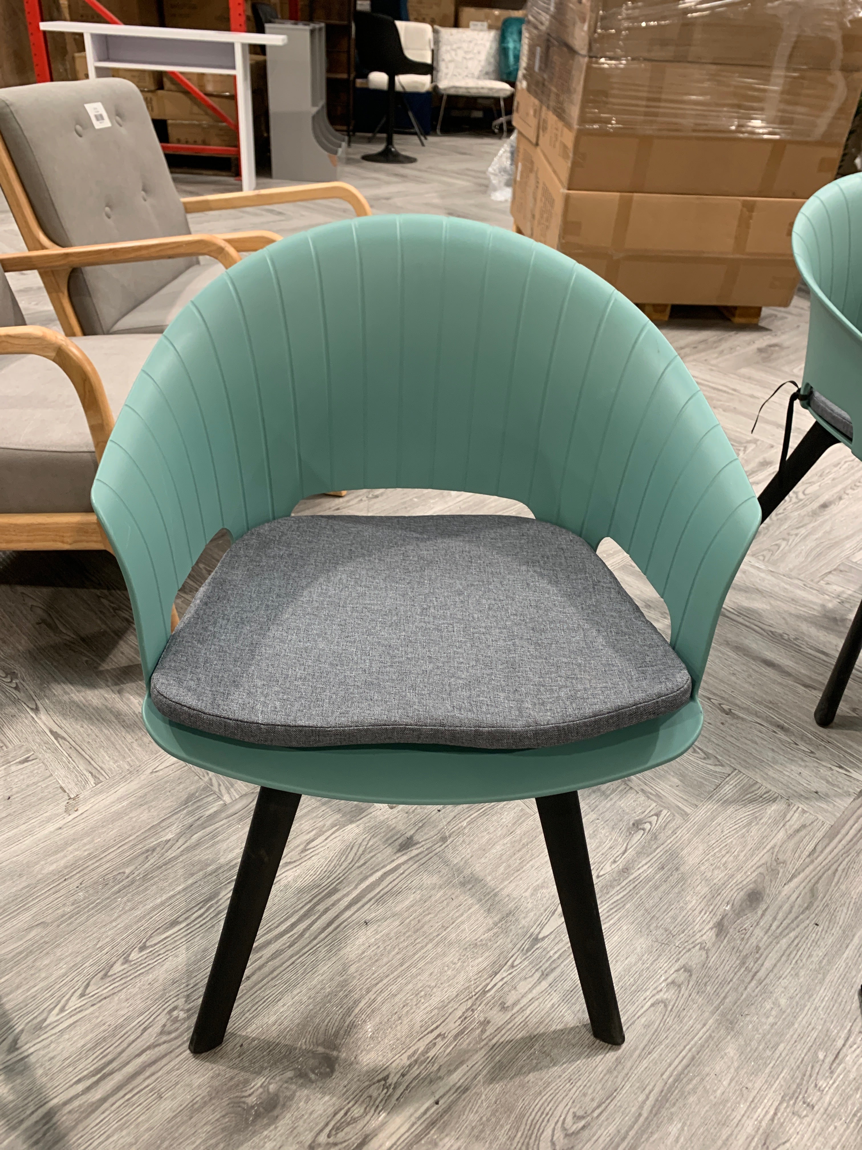 Plastic Swivel Dining Chair with Padded Seat Blue