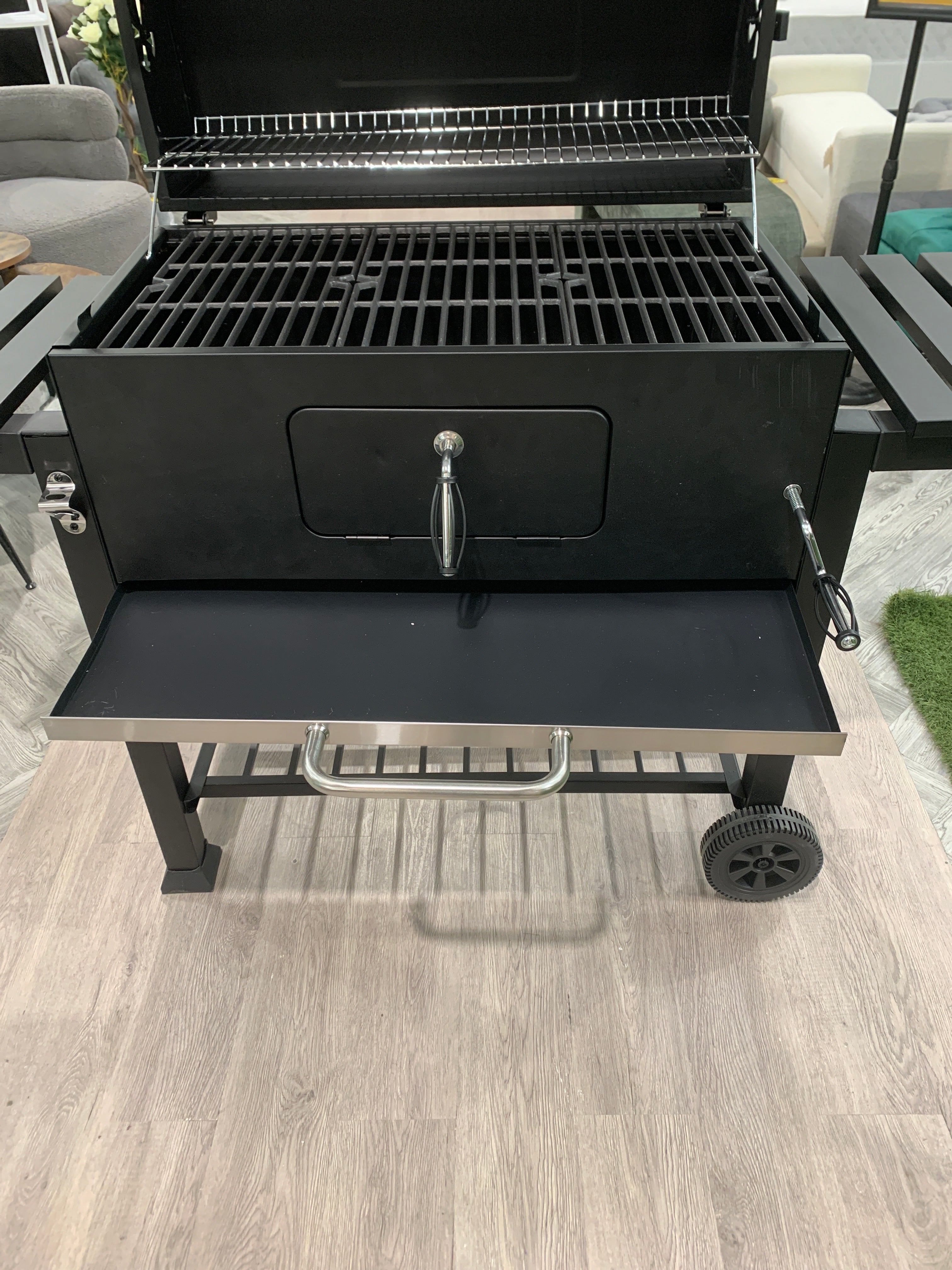 Outdoor Charcoal Grill with Side Table BBQ Patio