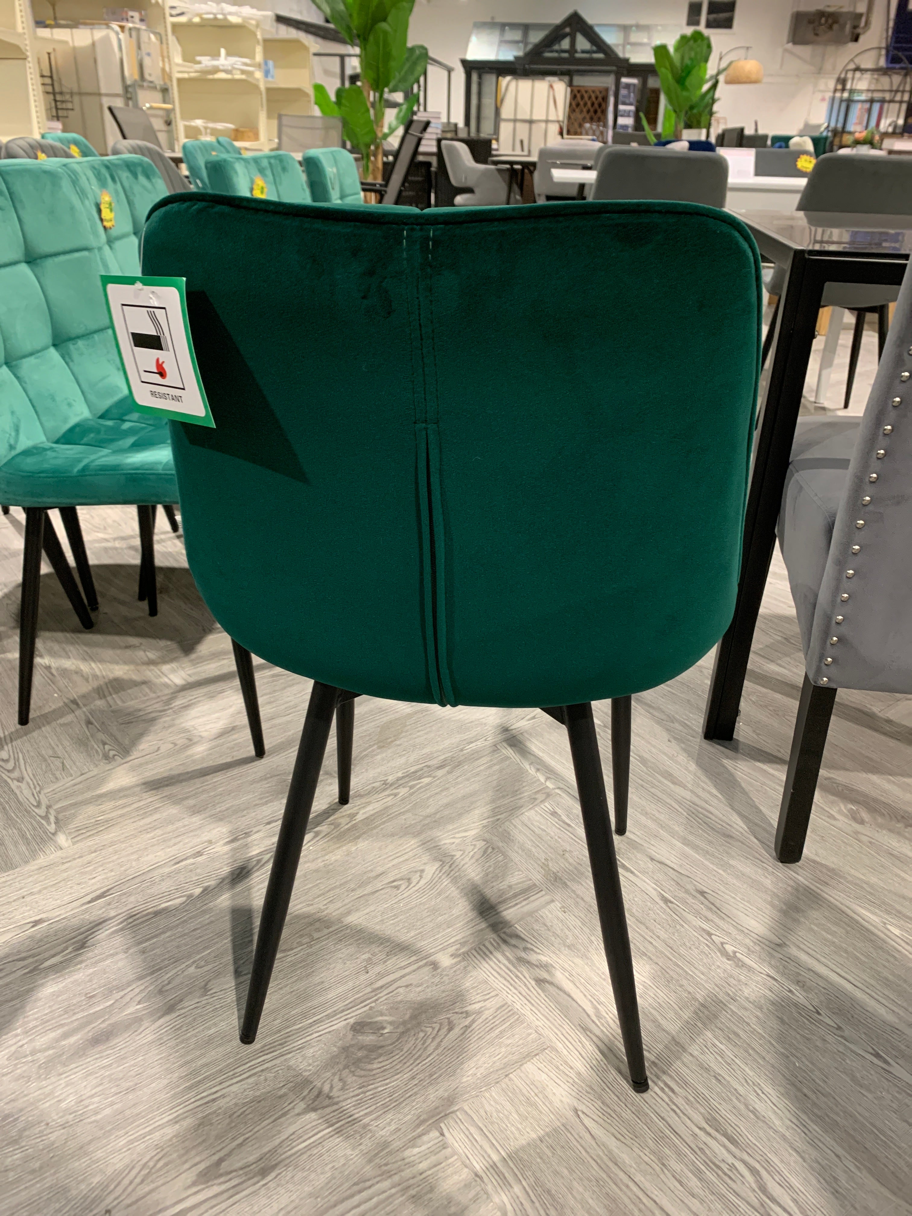 Velvet Upholstered Dining Chairs with Metal Legs Green 1 PC