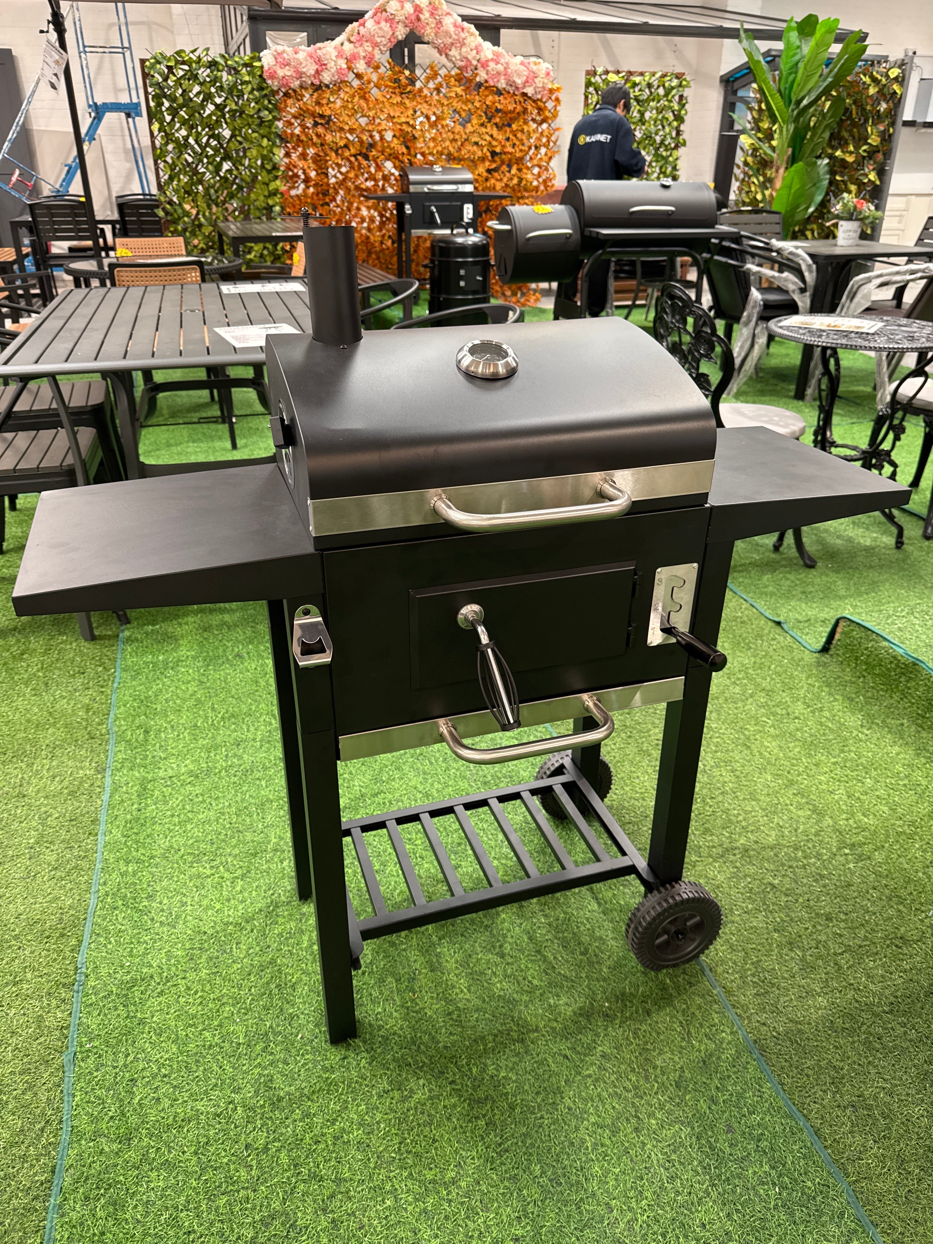 Outdoor Charcoal Grill with Smoke Stack