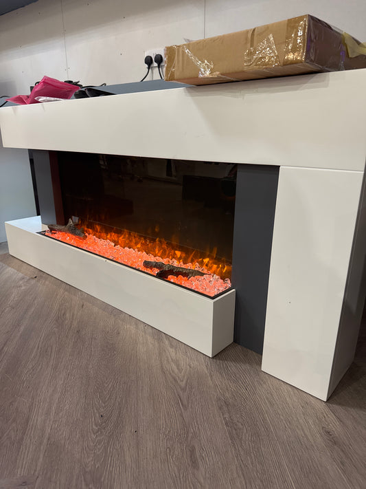 Freestanding Electric Fireplace with Mantel White