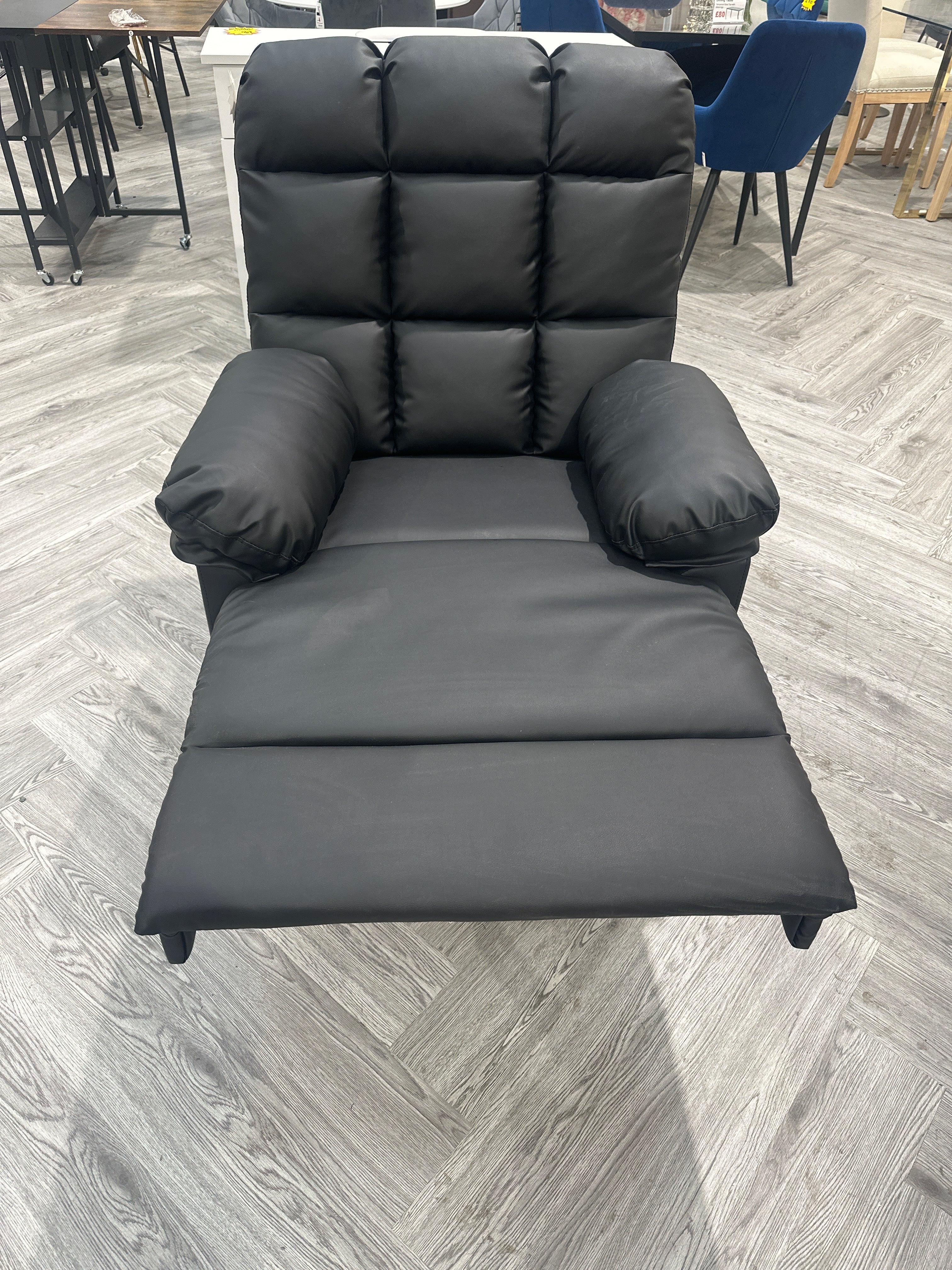 Faux Leather Upholstered Recliner Armchair Black