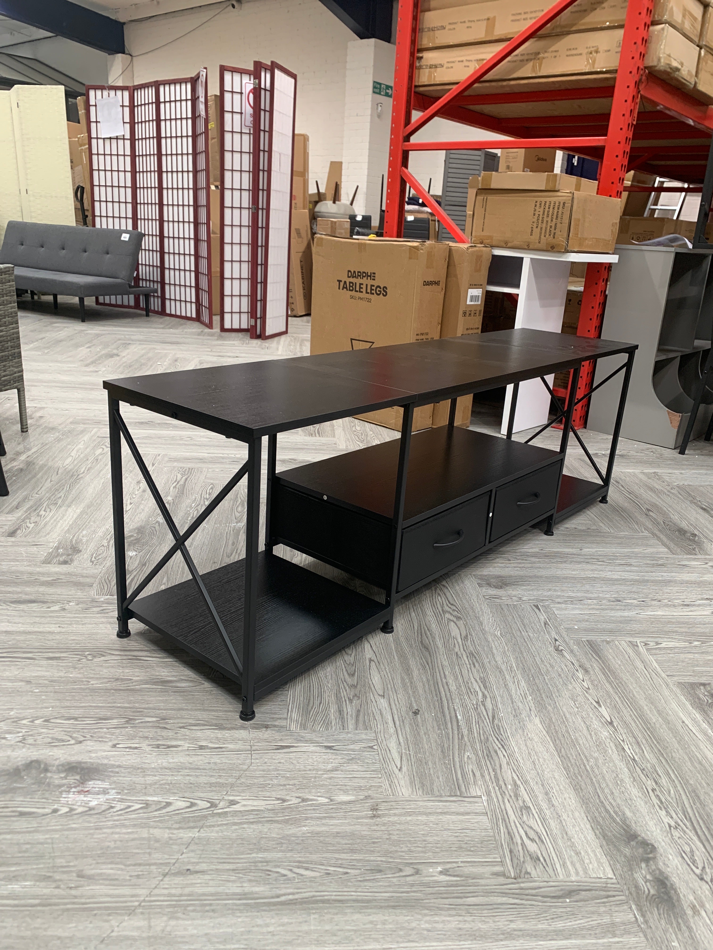 TV Stand with Fabric Drawers Black