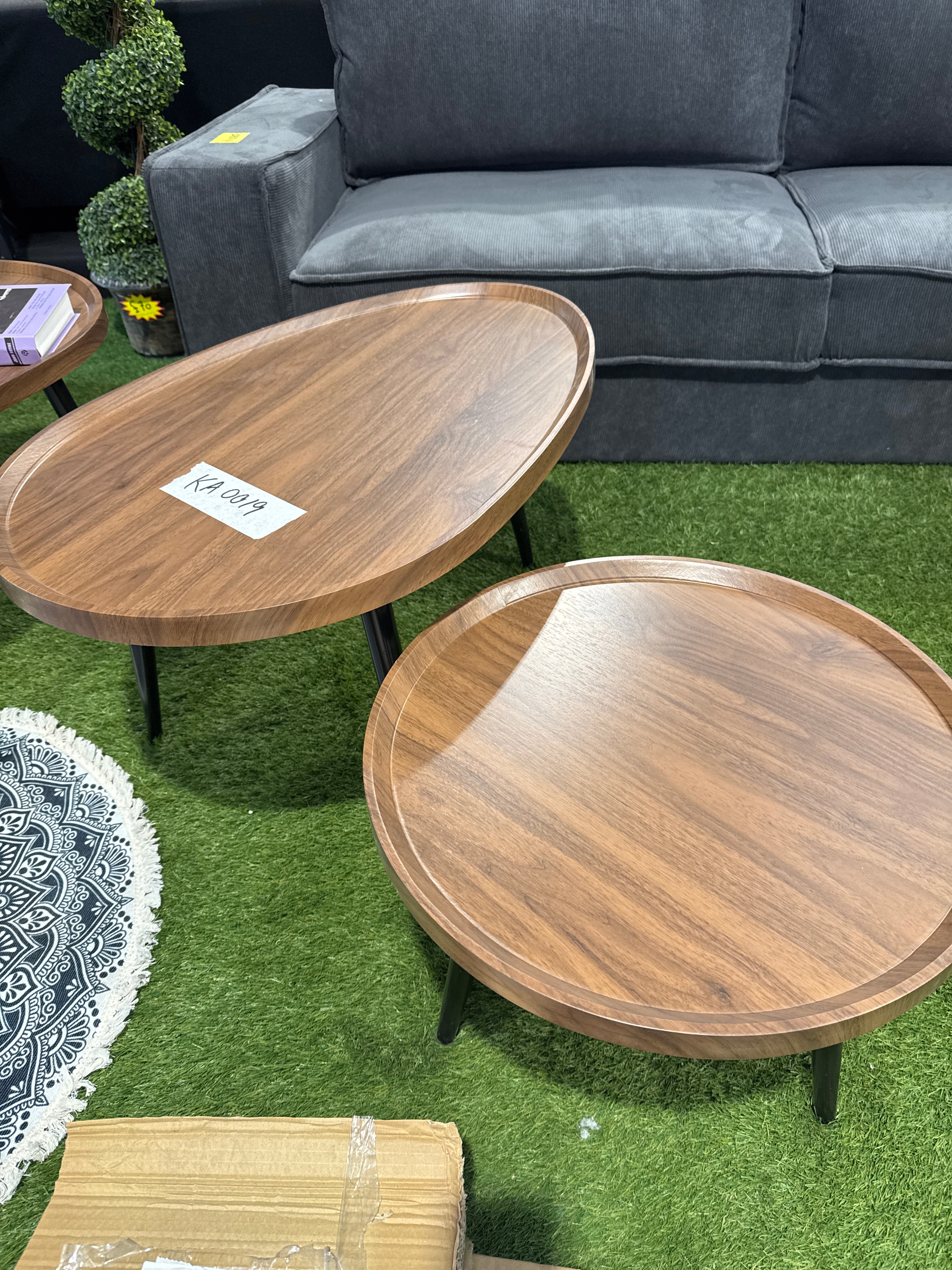 Brown Wood Grain Nesting Coffee Tables