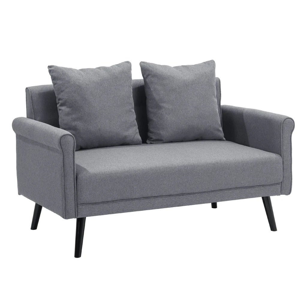 New Contemporary Upholstered Loveseat Sofa with Rolled Arms Grey