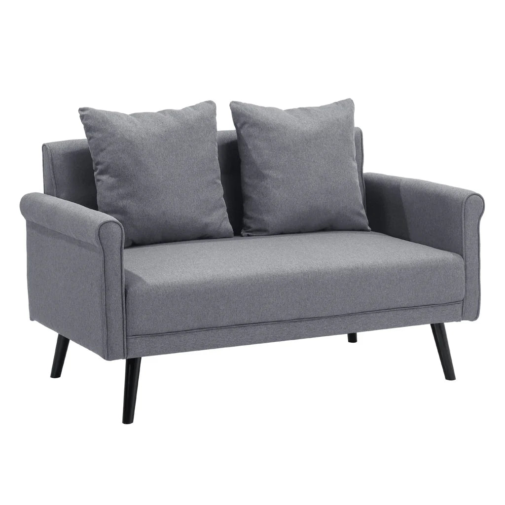 Contemporary Upholstered Love Seat with Rolled Arms