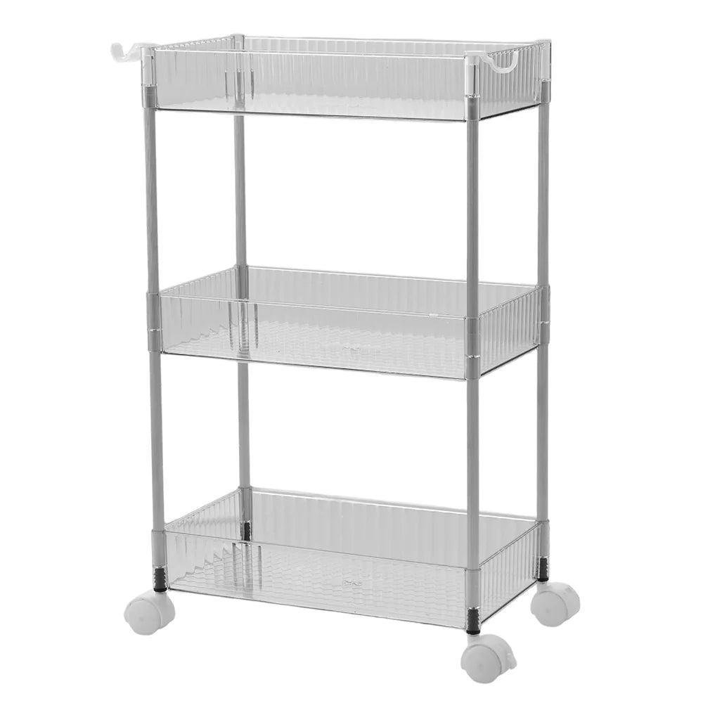 New 3 Tier Transparent Rolling Storage Cart