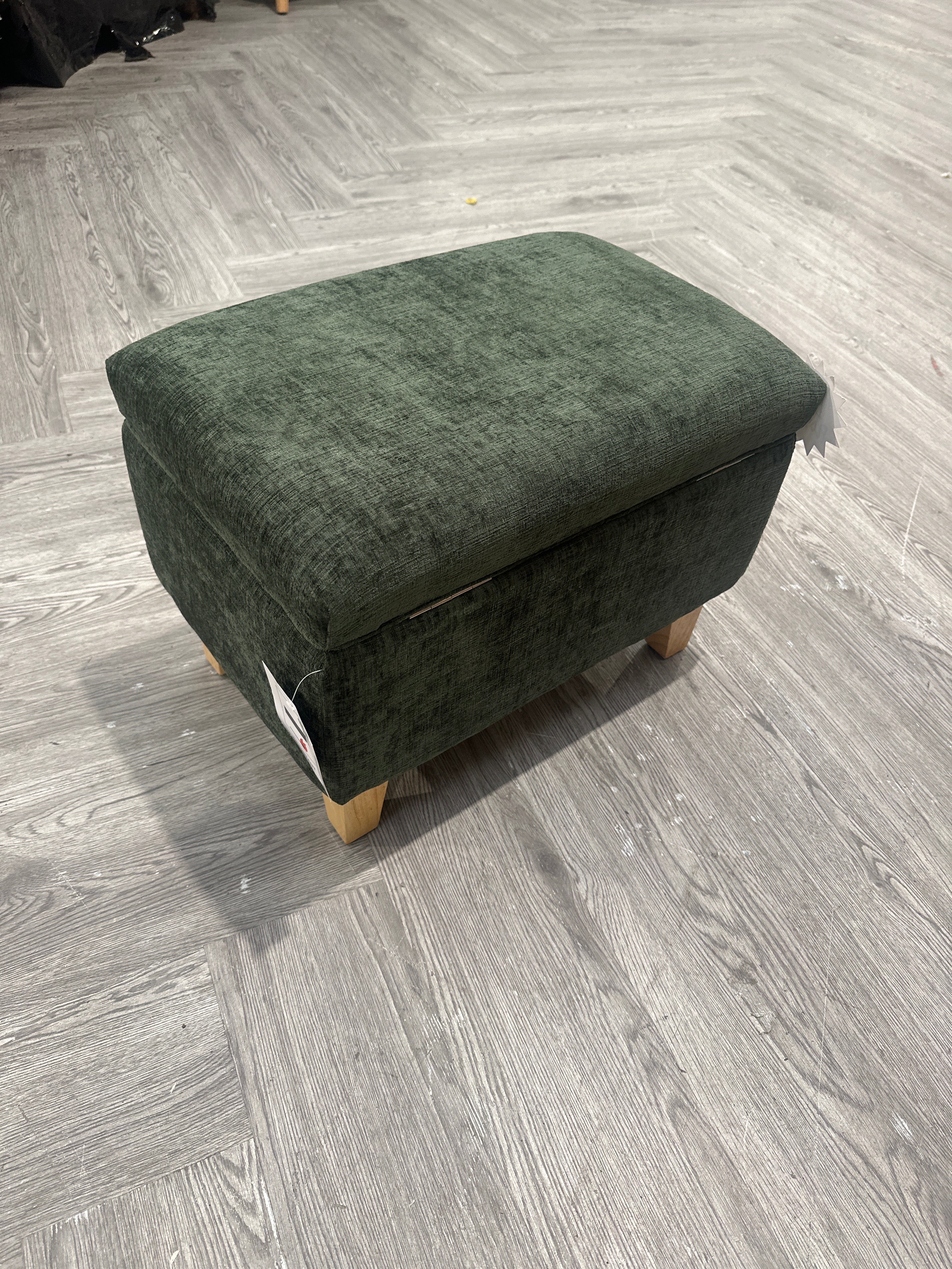 Chenille Upholstered Storage Ottoman Footstool Bench Green