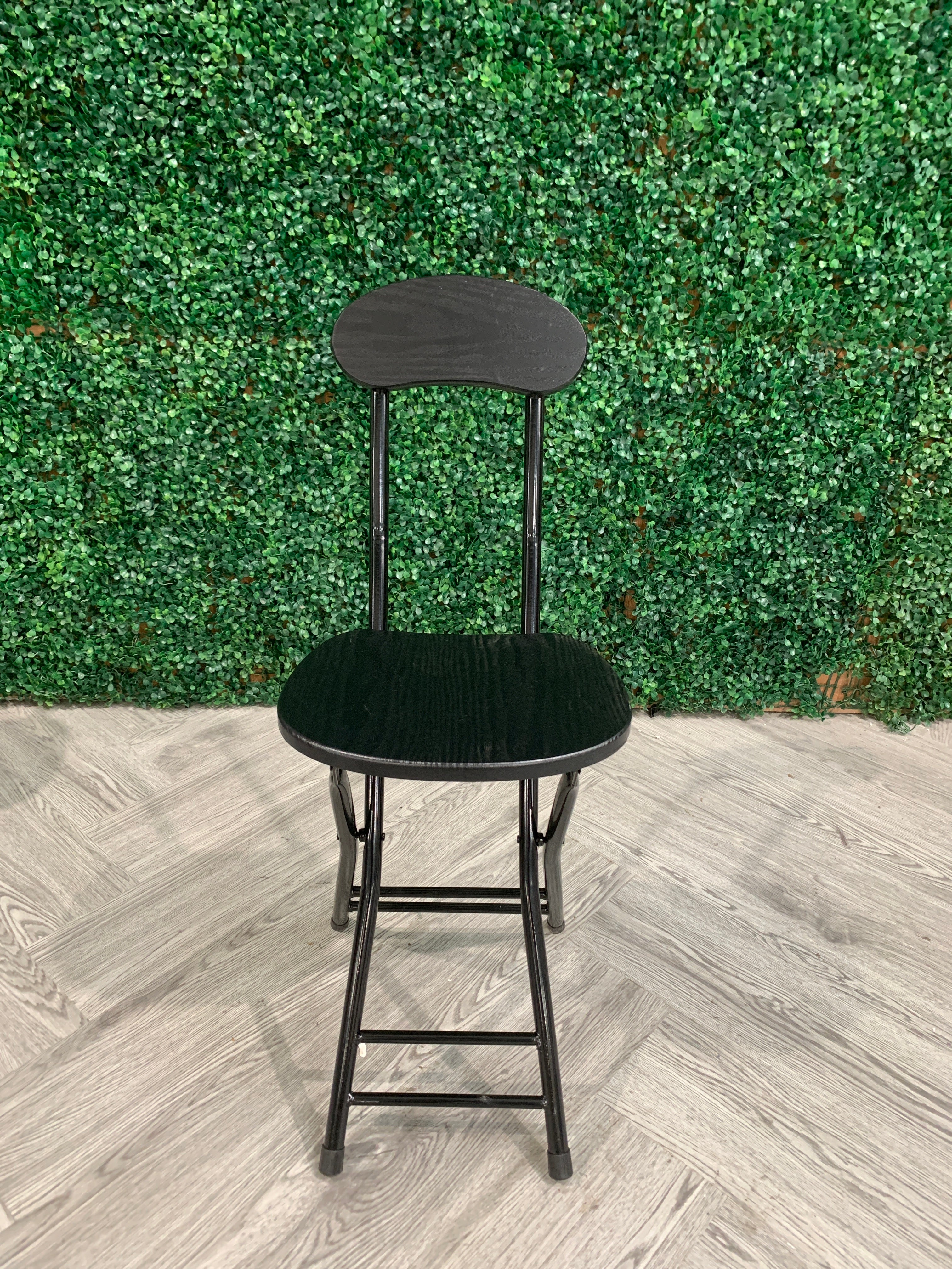 Black Compact Wooden Folding Chair with Metal Legs 1PC