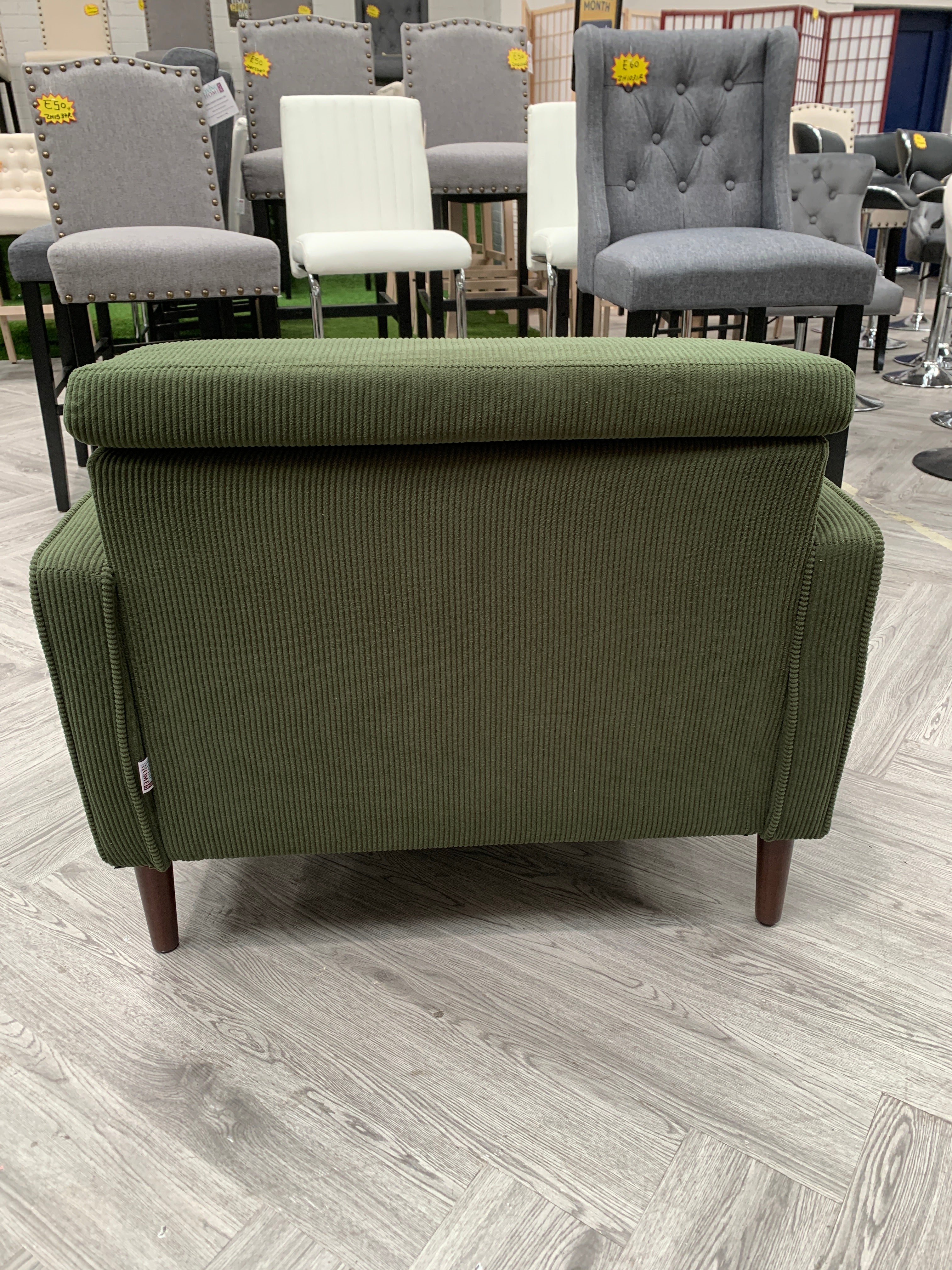 Upholstered Single Sofa Armchair Green