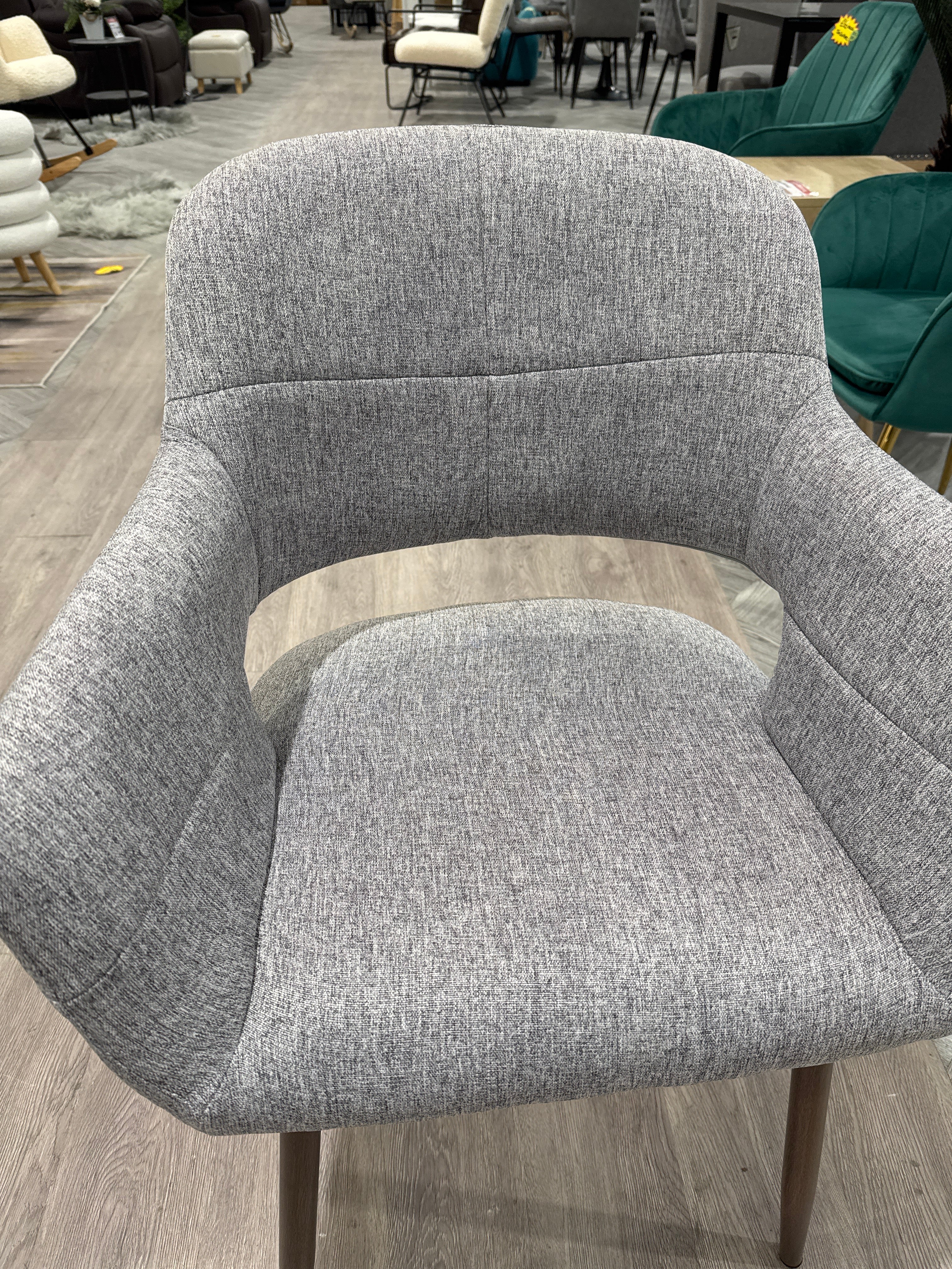 Grey Linen Hollow Back Dining Chair 1PC