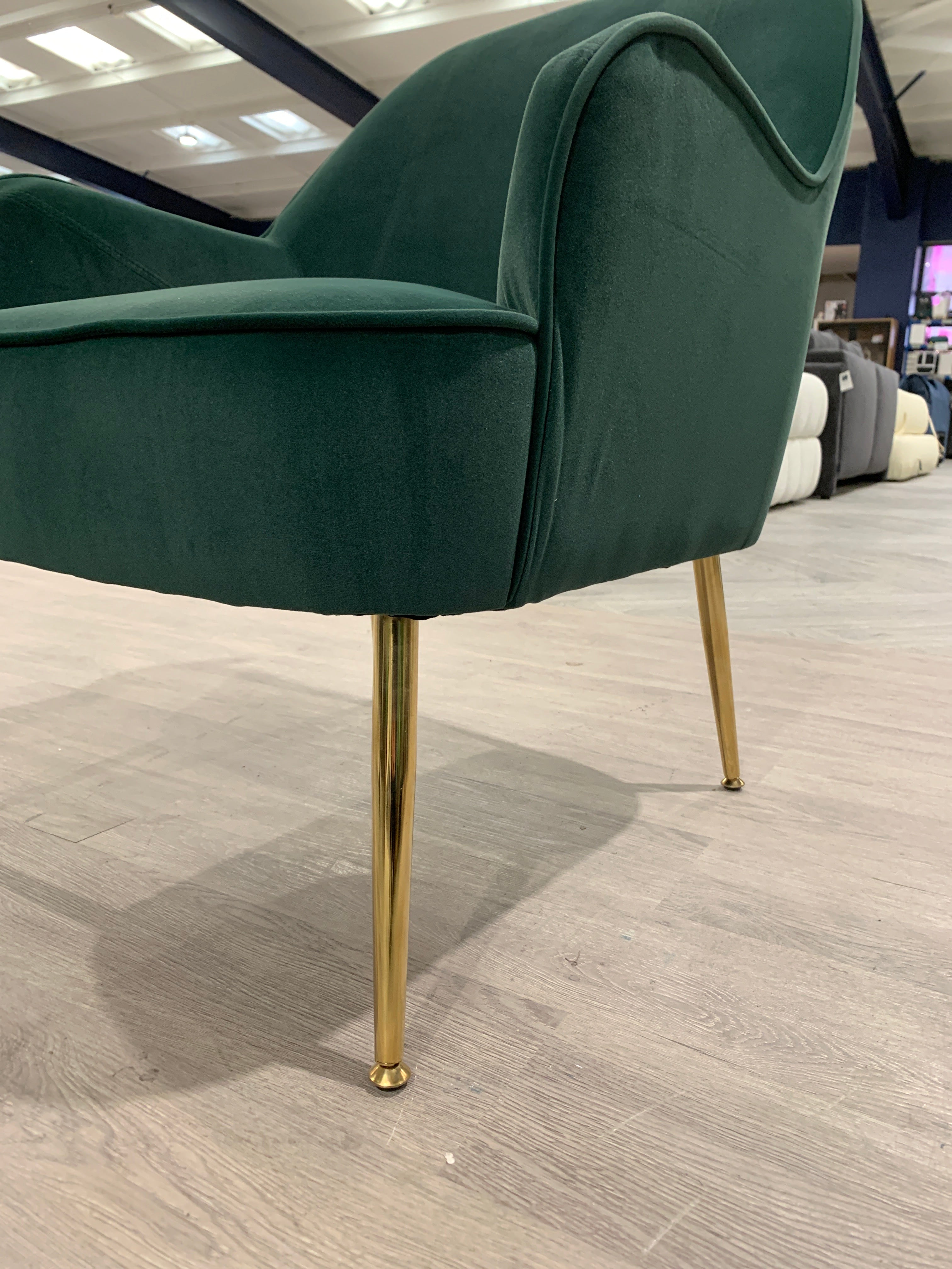 Green Modern Armchair with Gold Plated Legs