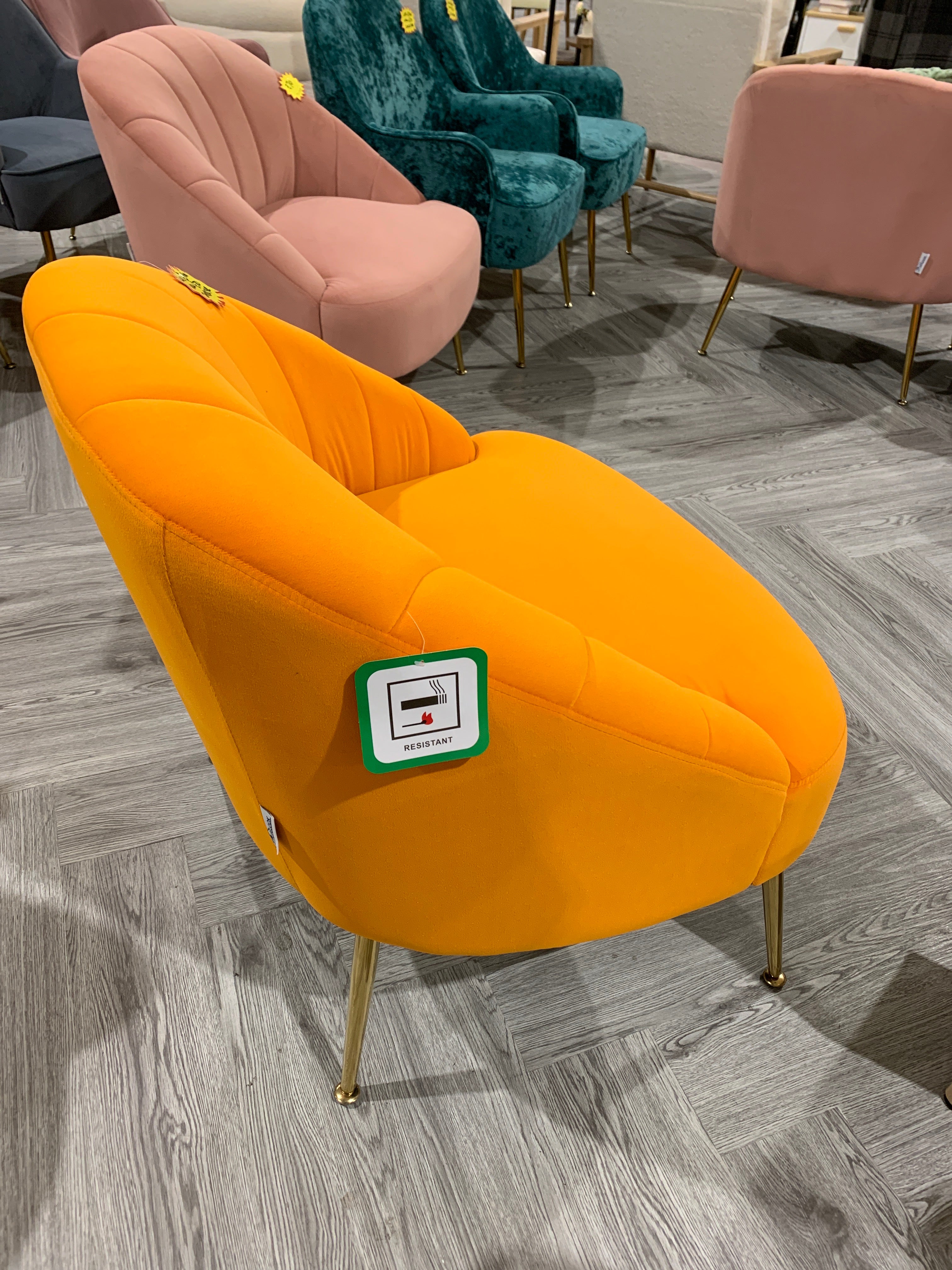 Orange Armchair With Golden Legs