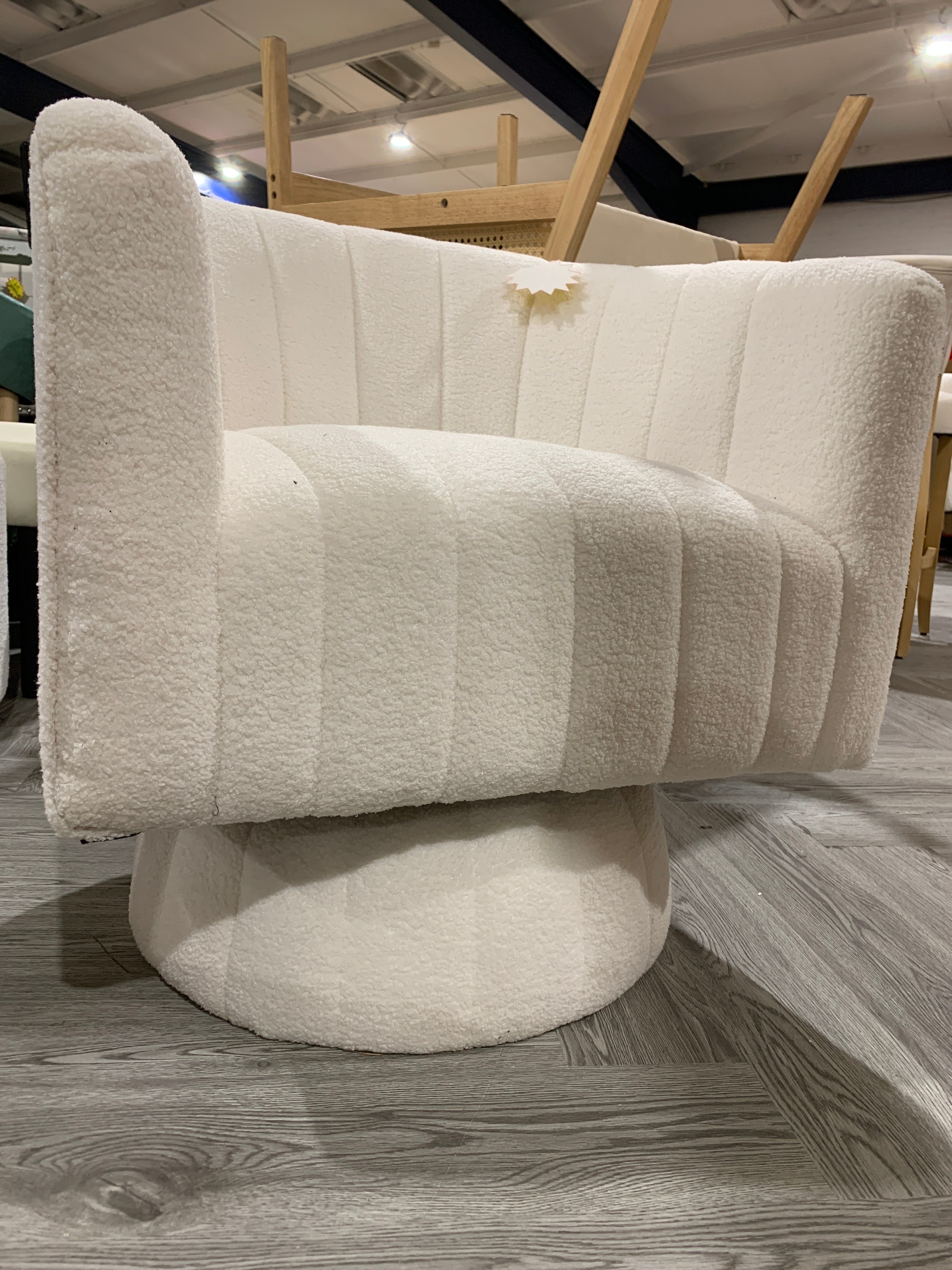Sherpa Upholstered Swivel Accent Armchair White