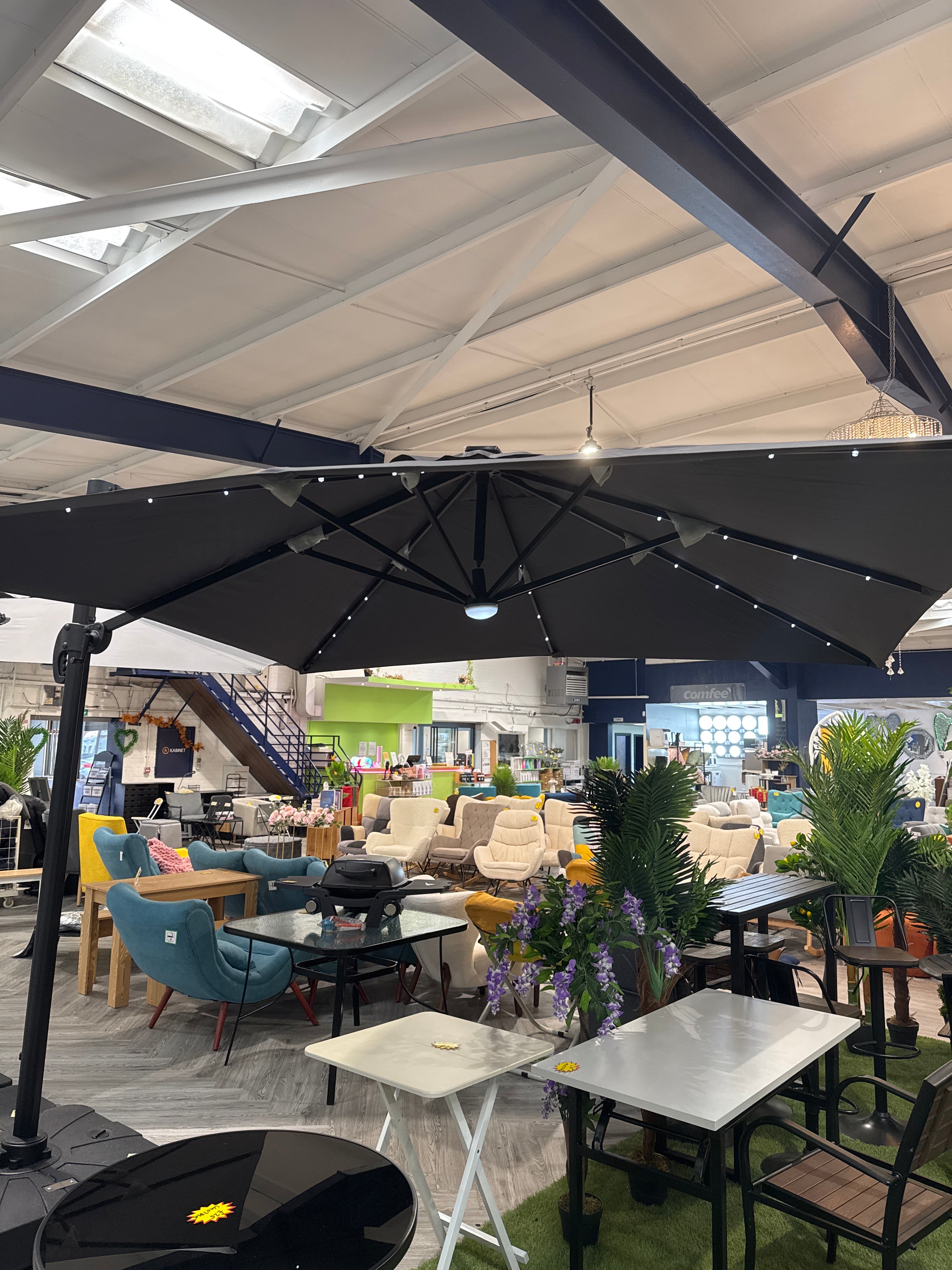 Square Cantilever Parasol with Solar-Powered LED Lights