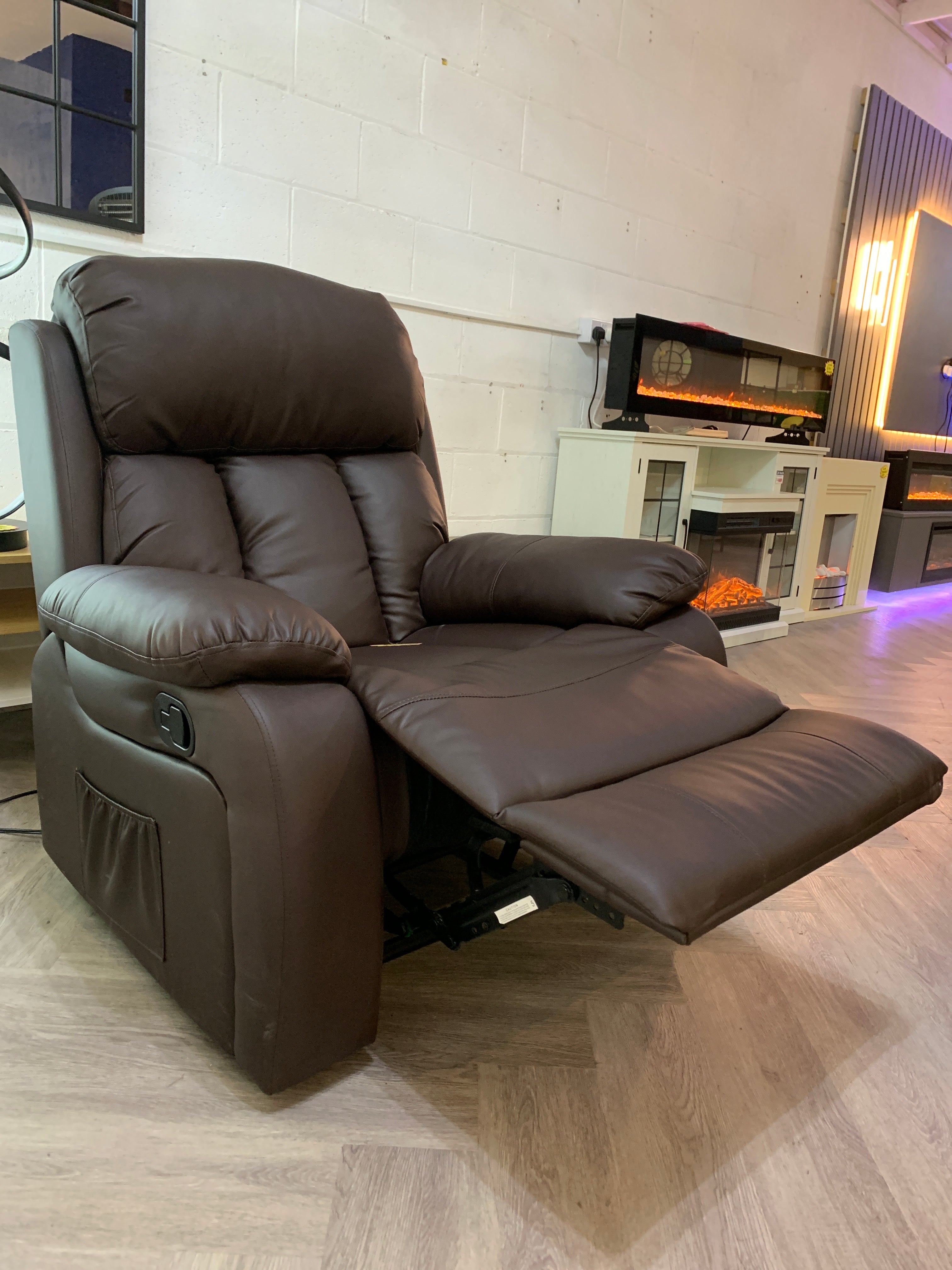 Brown Manual Faux Leather Recliner Massage Armchair with Electric Heating