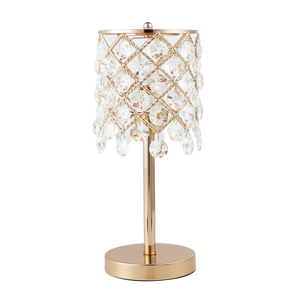 New Crystal Table Lamp with Geometric Crystal Shade Gold