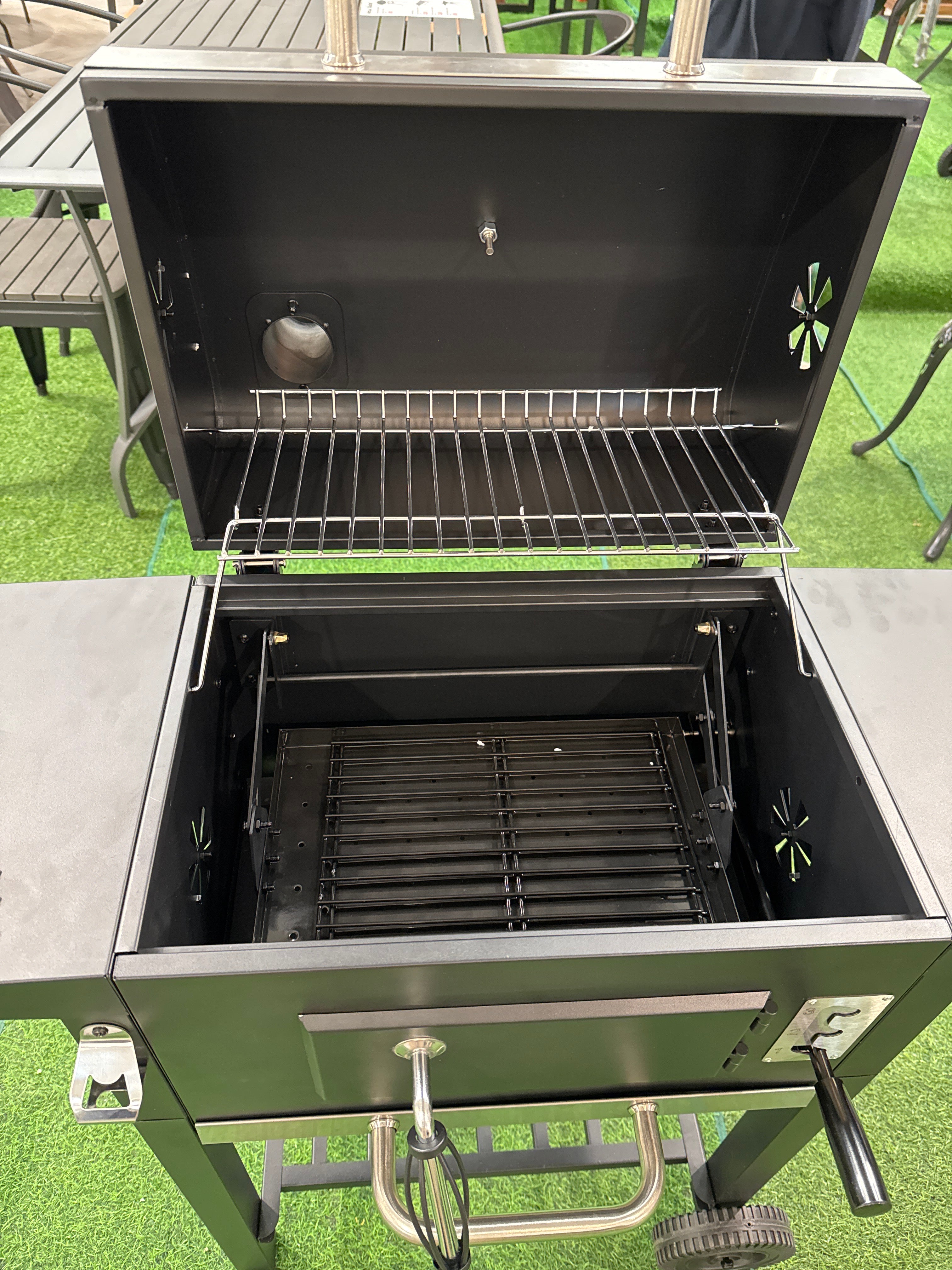 Outdoor Charcoal Grill with Smoke Stack