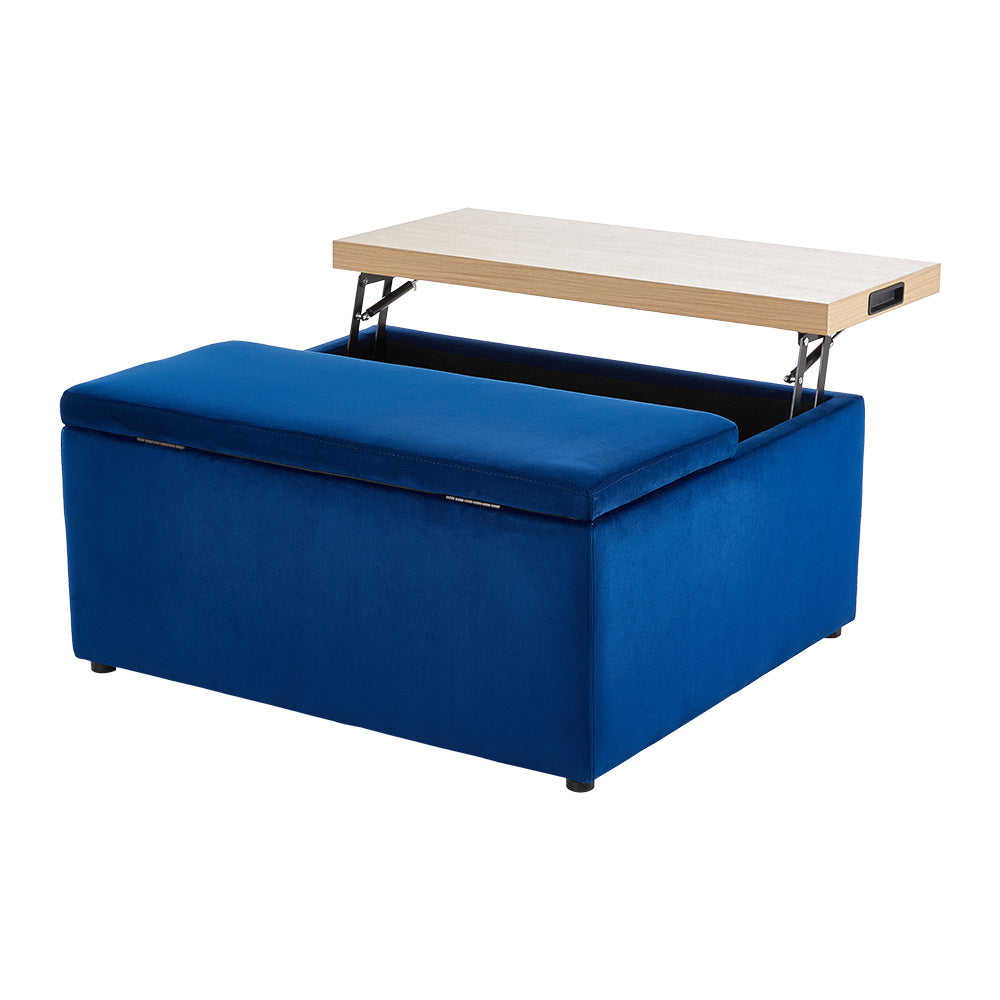 Velvet Upholstered Storage Ottoman Stool