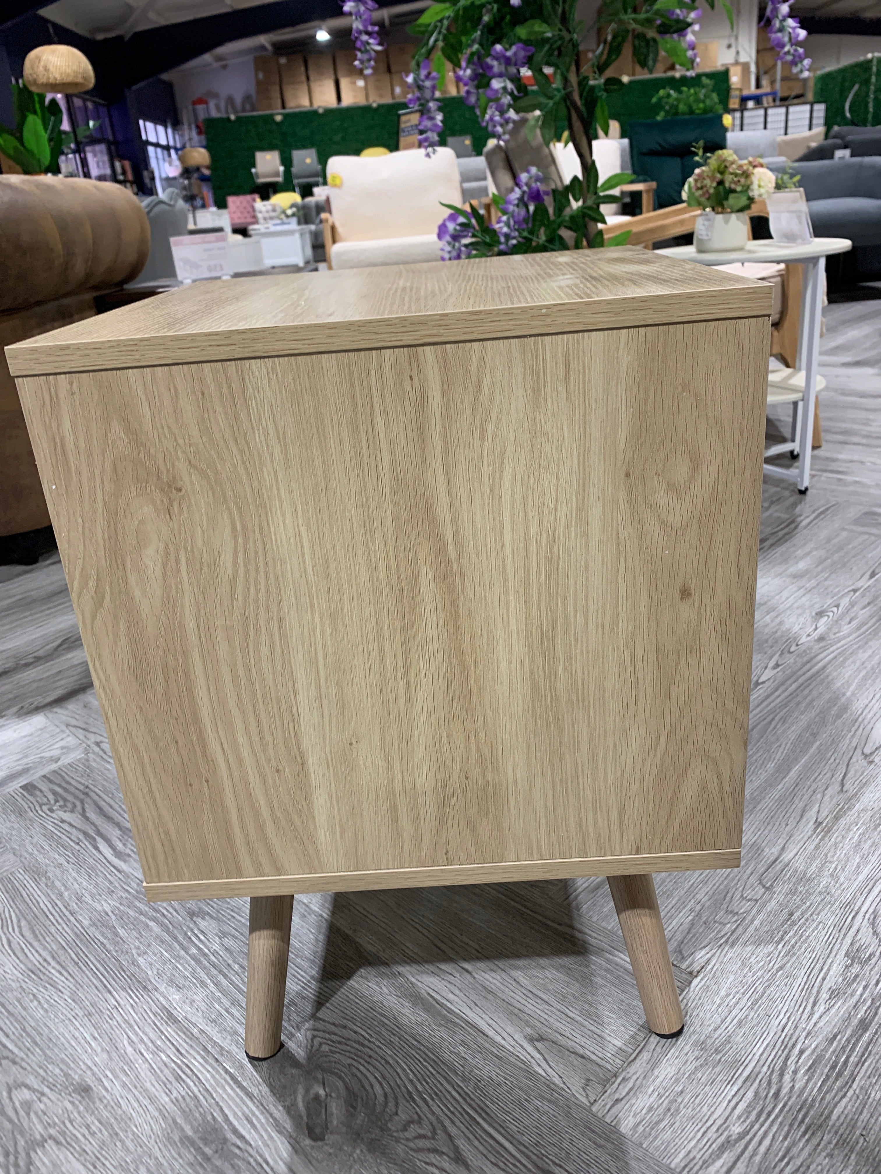 Wood and Rattan Chest of 2 Drawer Bedside Cabinet