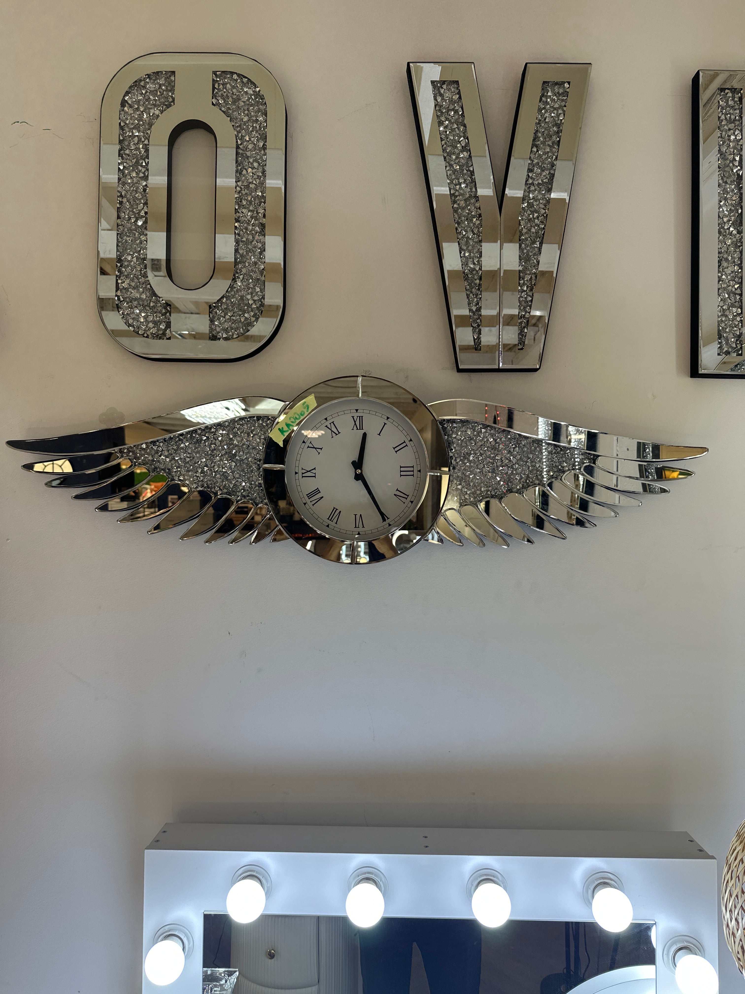 Wall Mounted Mirror Wing Clock