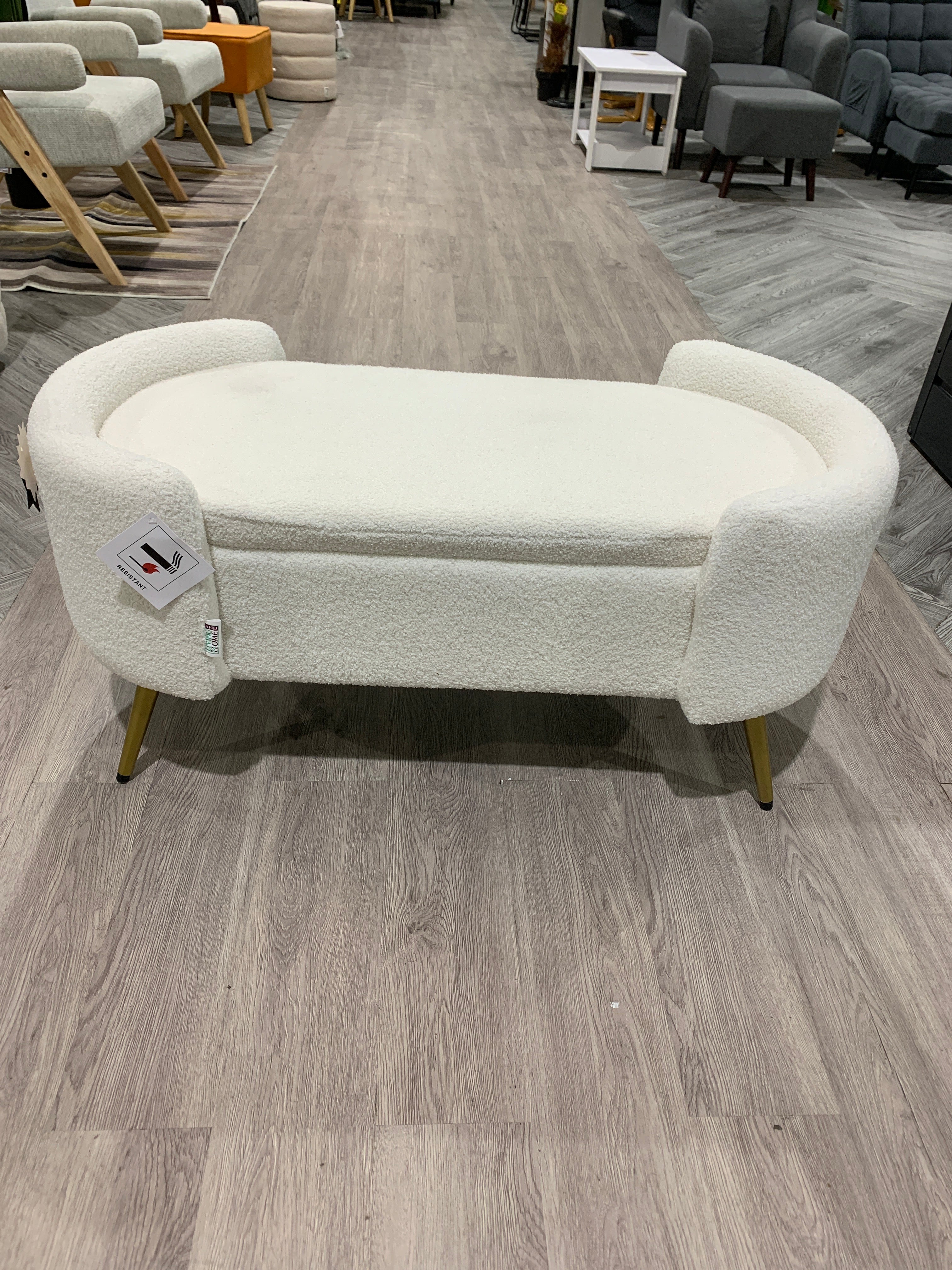 White Luxurious Upholstered Accent Bench