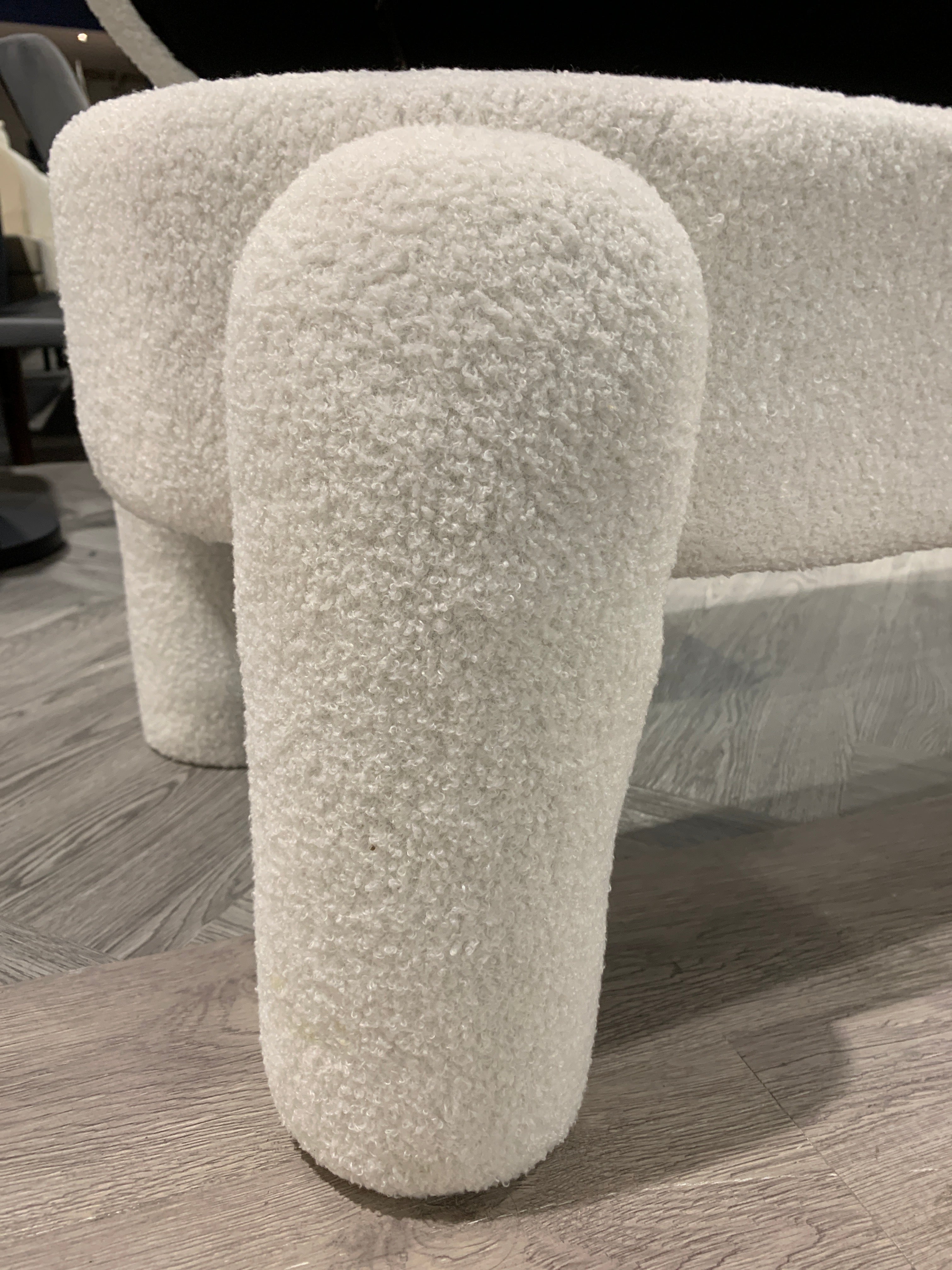 White Teddy Fleece Upholstered Storage Bench Foot Rest